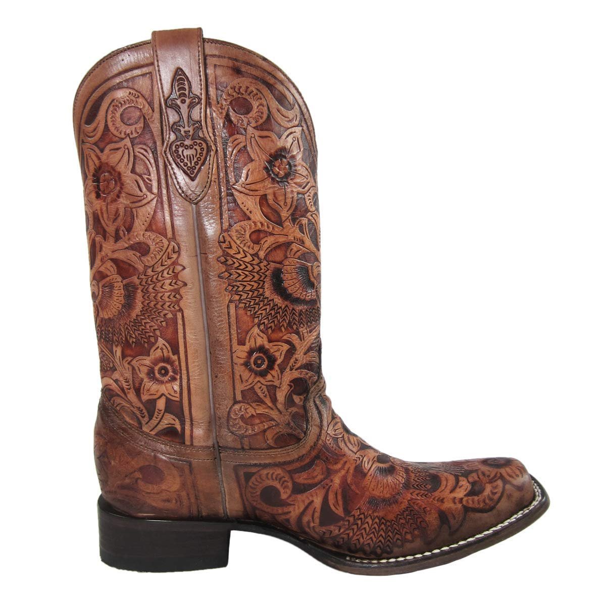 Women's Hand Tooled Square Toe Western Boot