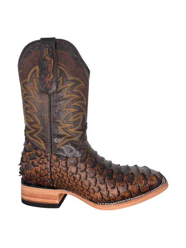 Giant Python-Print Square Toe Boots
