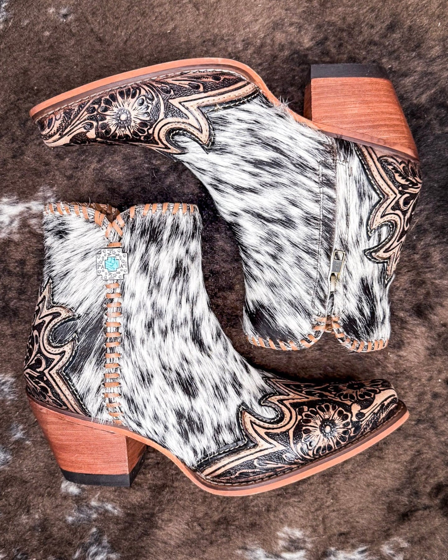 Genuine Cowhide Vintage Western Ankle Boots