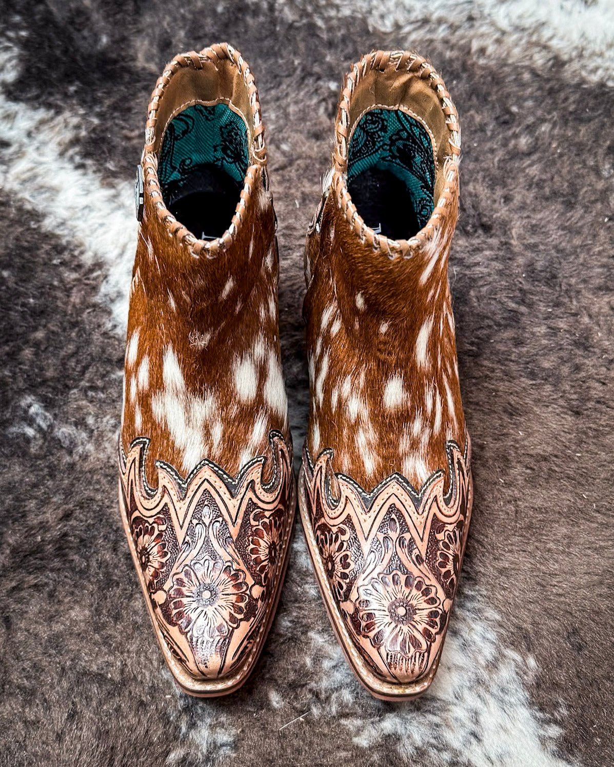 Vintage Western Cowhide Ankle Boots