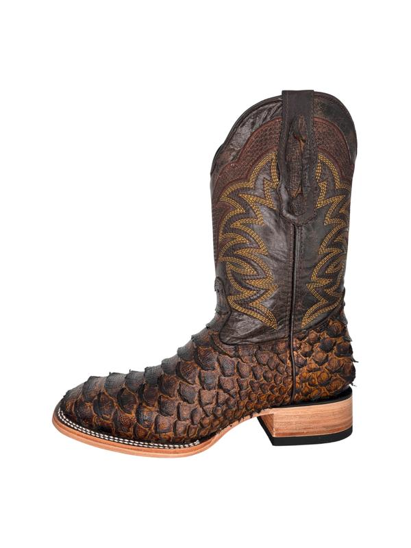 Giant Python-Print Square Toe Boots