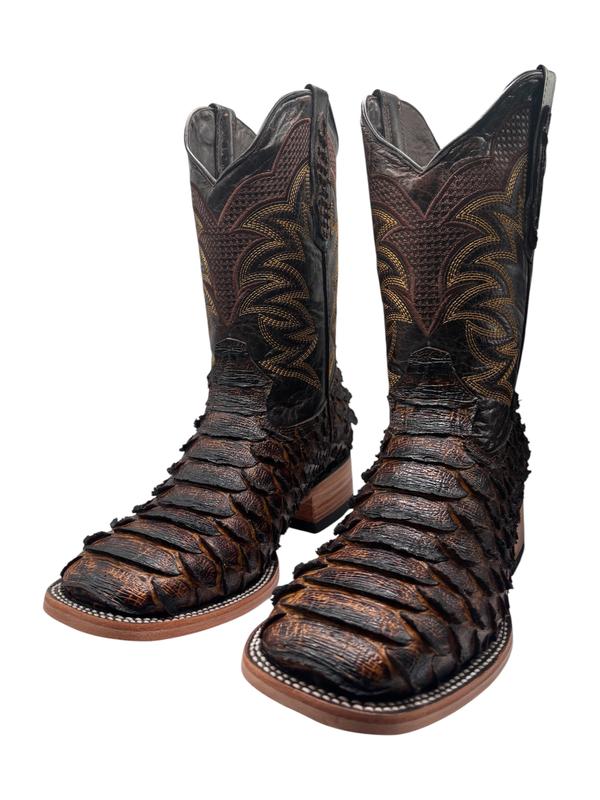 Giant Python-Print Square Toe Boots