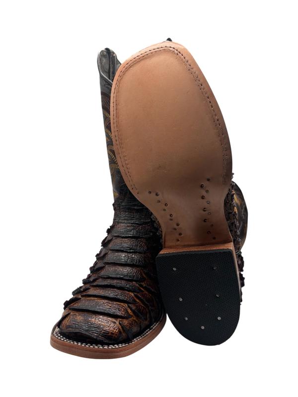 Giant Python-Print Square Toe Boots