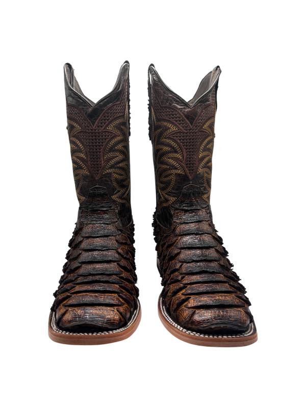 Giant Python-Print Square Toe Boots