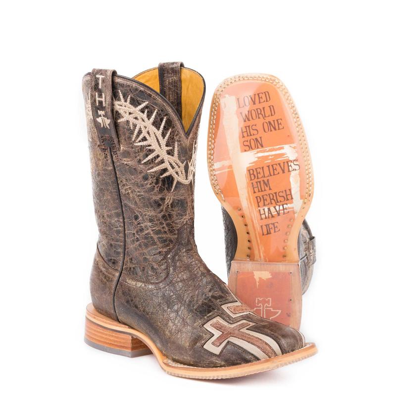 Womens Brown Leather My Savior Cowboy Boots