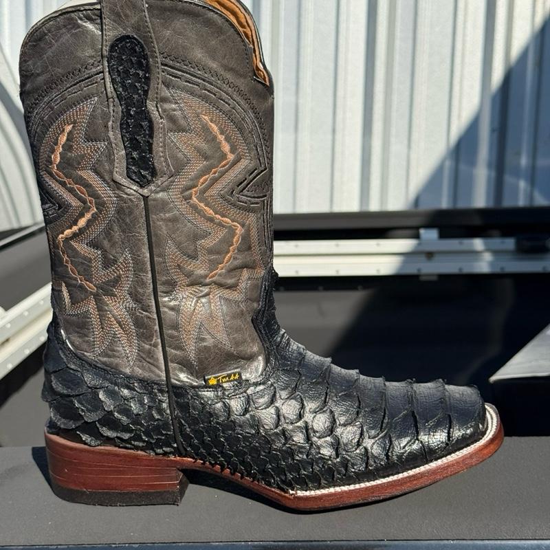 Genuine Python Leather Square Toe Handcrafted Boots