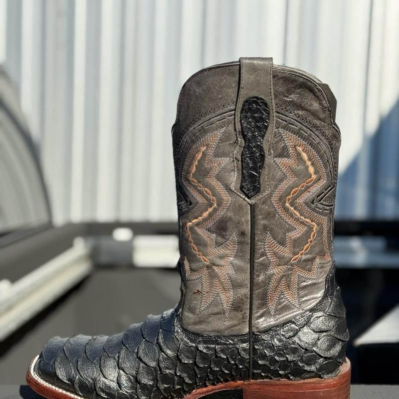 Genuine Python Leather Square Toe Handcrafted Boots