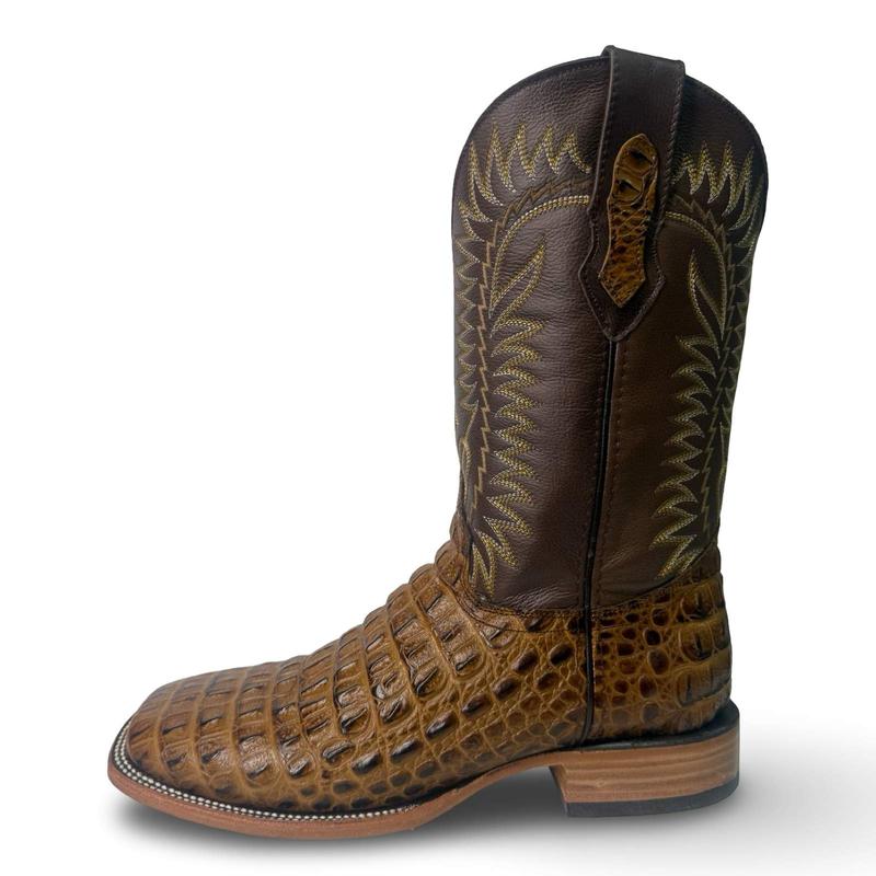 Honey Brown Crocodile-Print Cowboy Boots