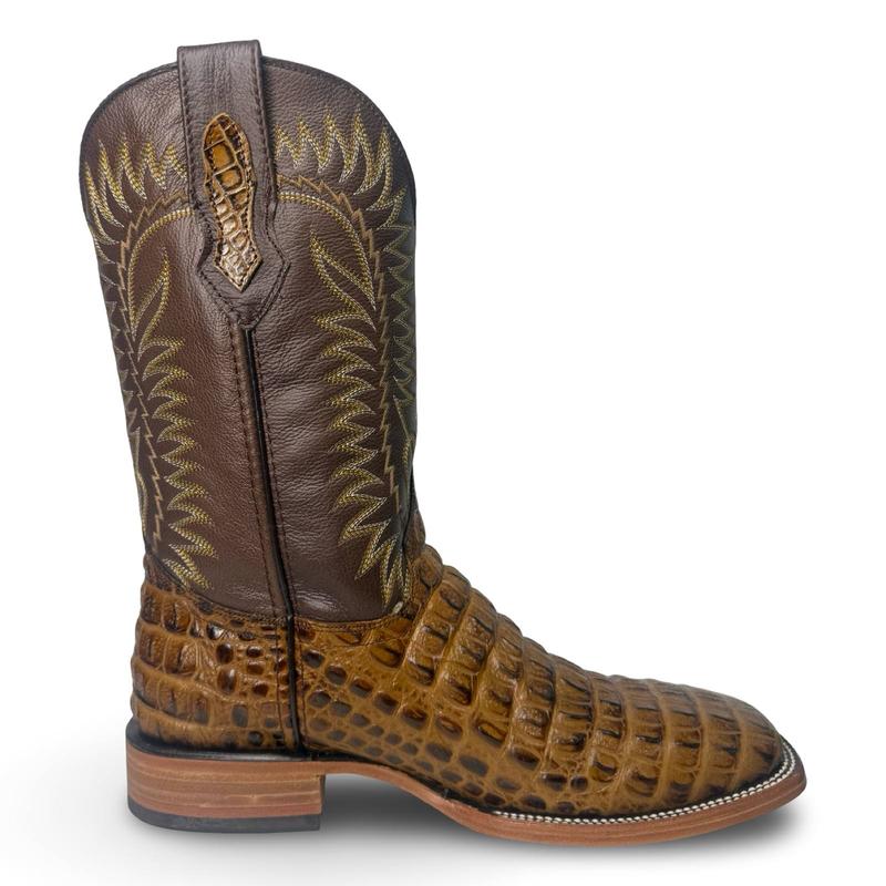 Honey Brown Crocodile-Print Cowboy Boots