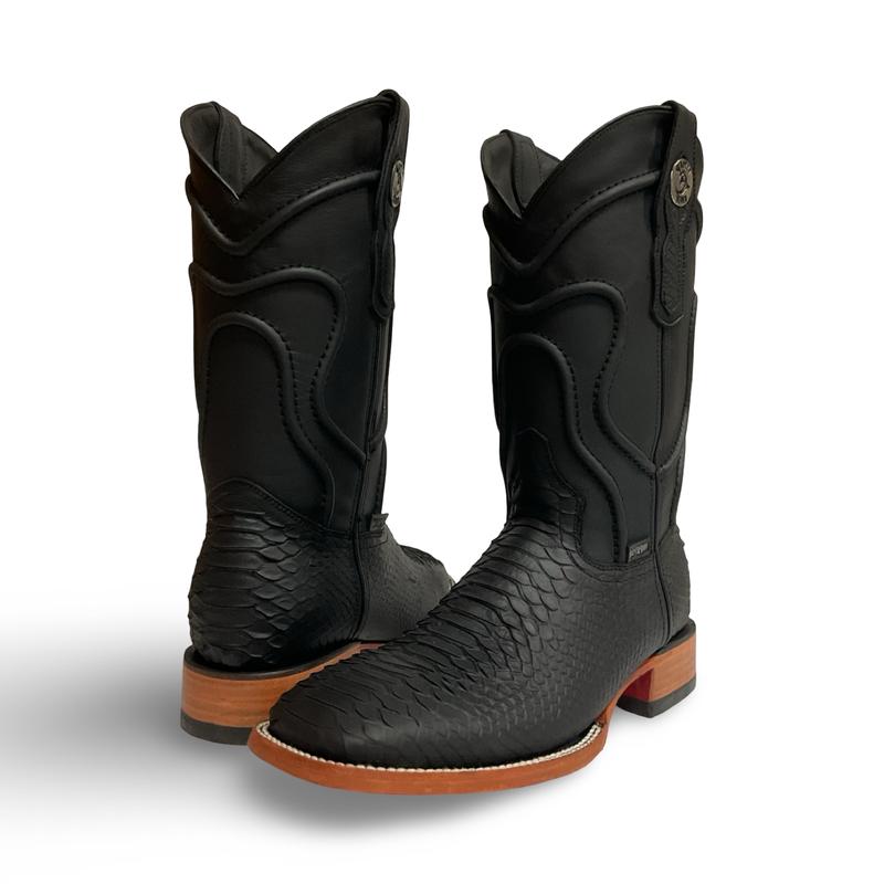 Red Sole Python Western Leather Boots