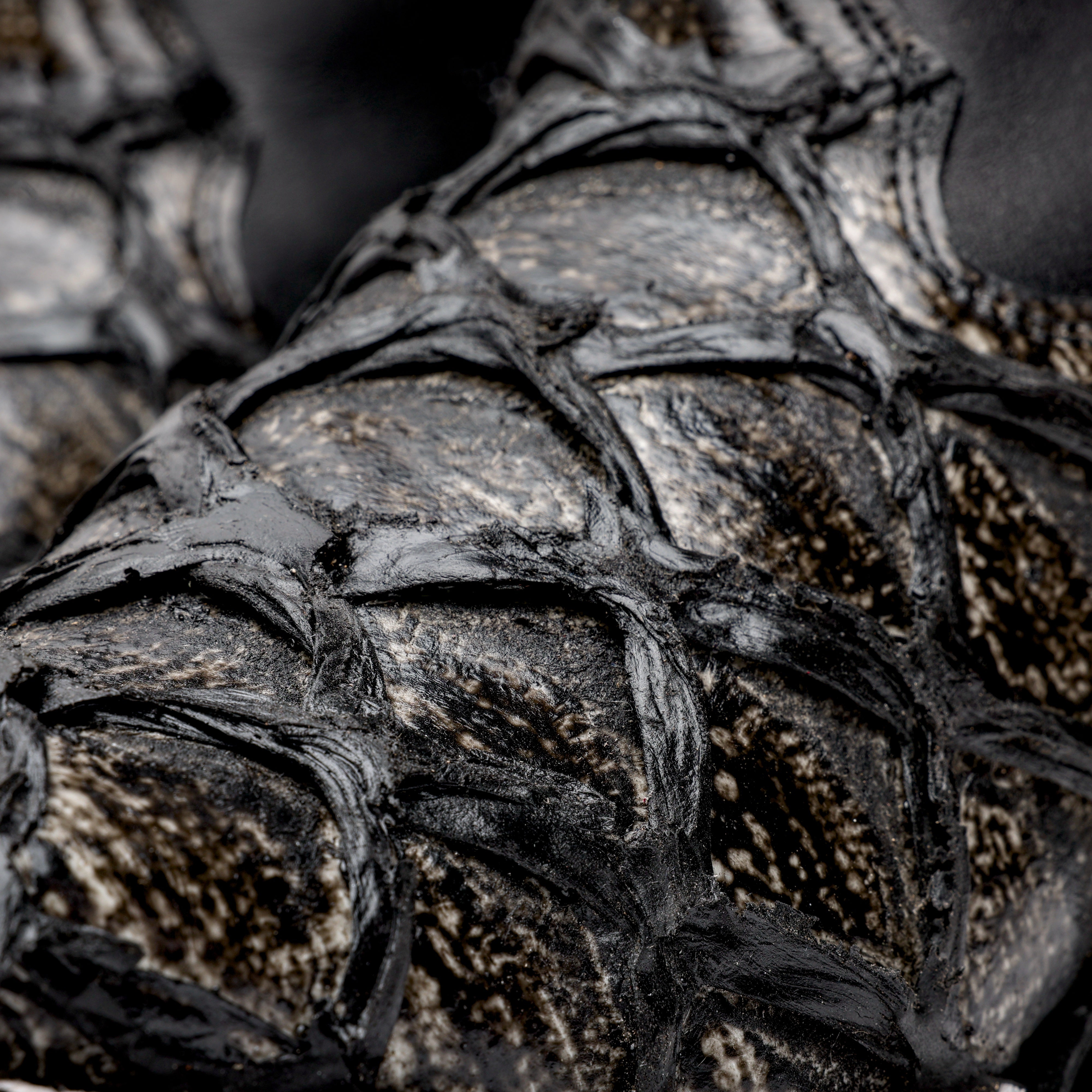 Midnight Grey Jumbo Pirarucu Square Toe Leather Boots