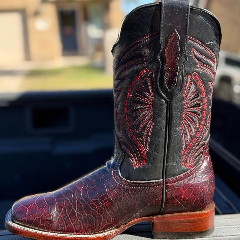 Men’s Western Cowboy Turtle-Embossed Leather Boots