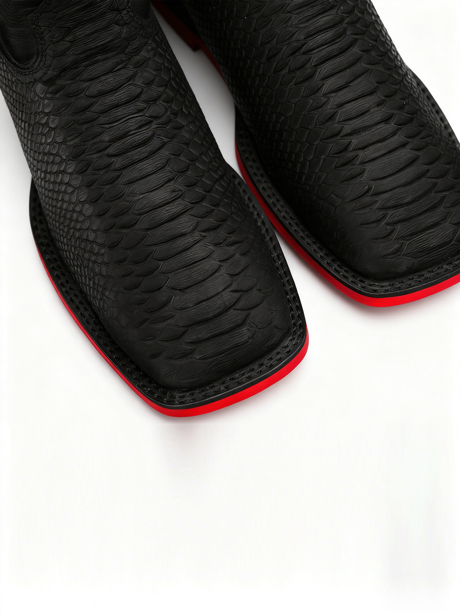 Matte Black Python Square Toe