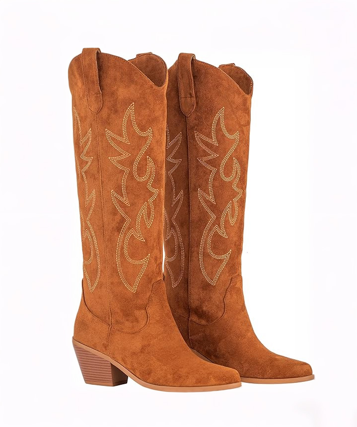Classic Embroidered Chunky Heel Cowgirl Boots