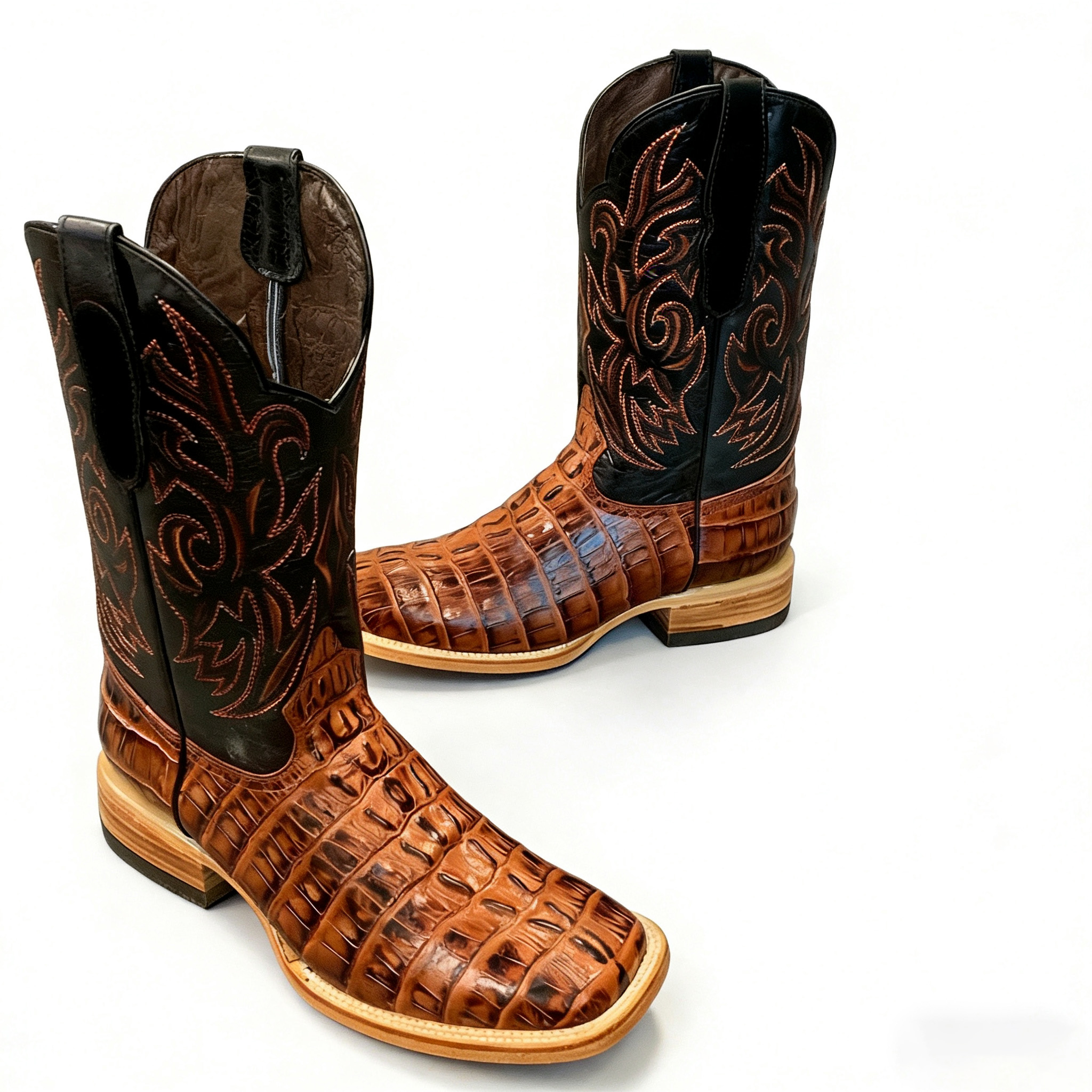 Alligator Print  Square Toe Western Cowboy Boots