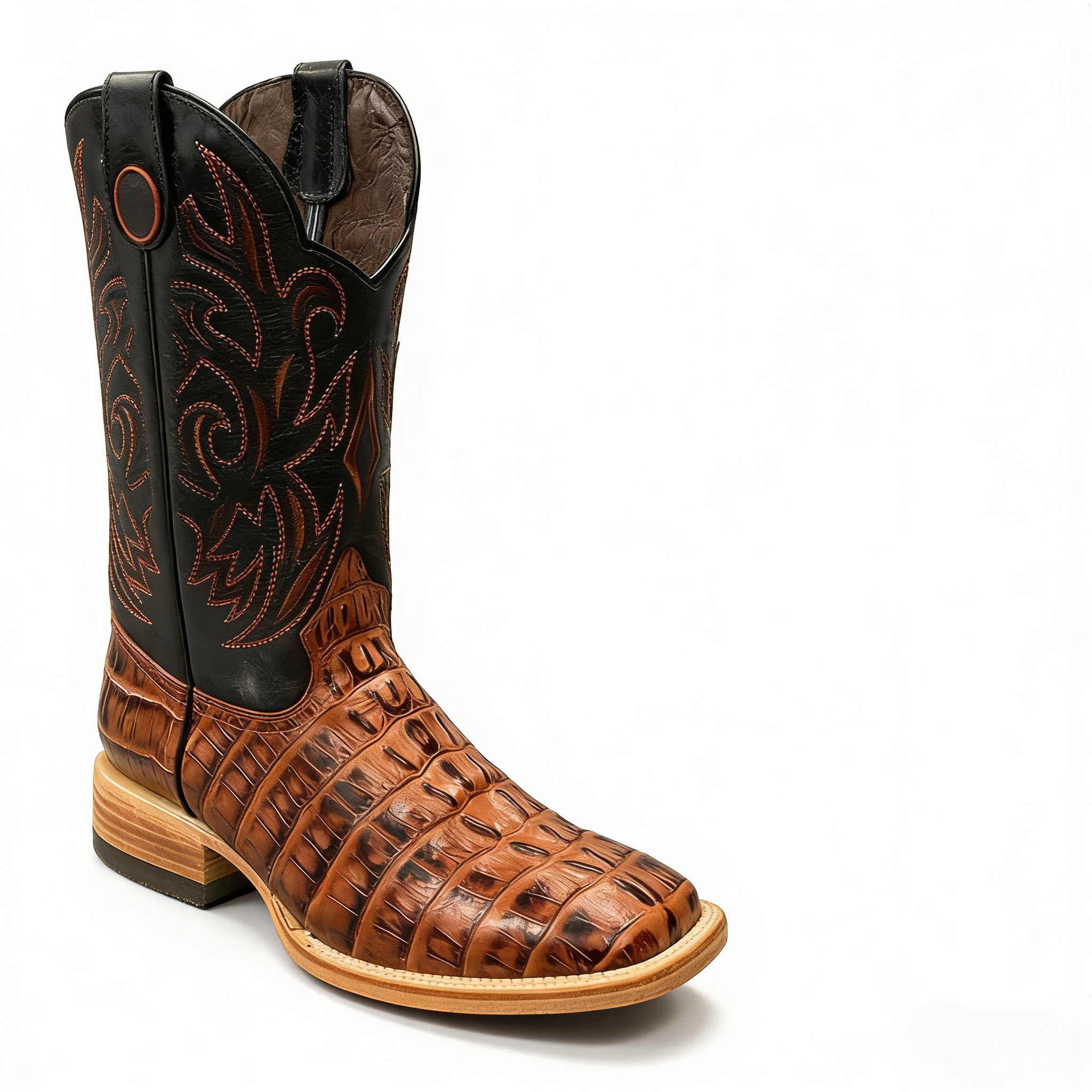 Alligator Print  Square Toe Western Cowboy Boots