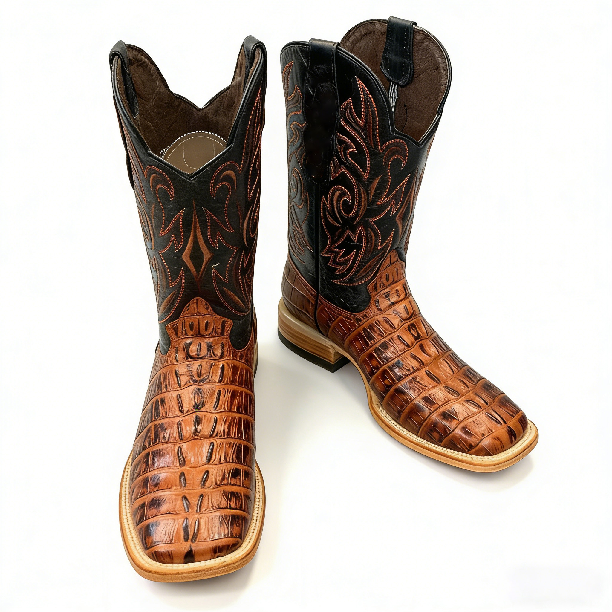 Alligator Print  Square Toe Western Cowboy Boots