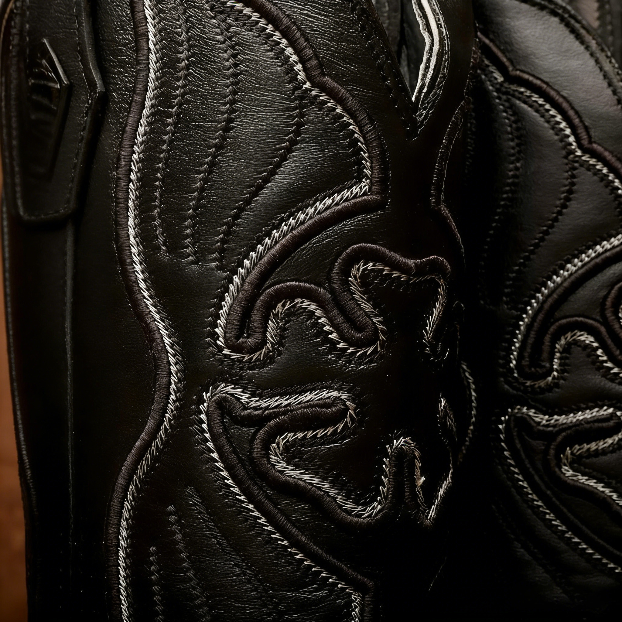 Black Caiman Neck Leather Boots