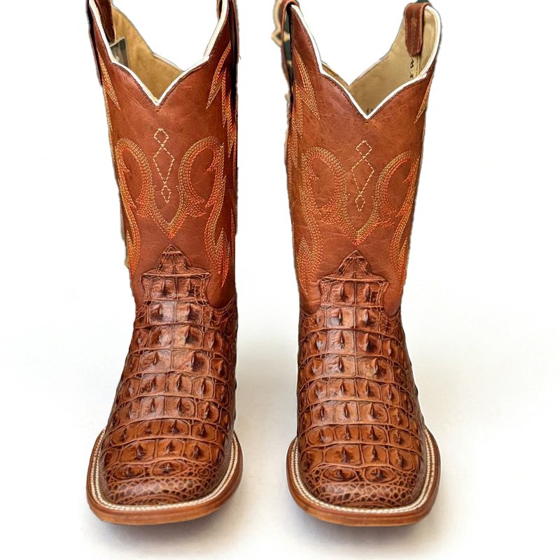 Men's Embossed Cowhide Square Toe Boots