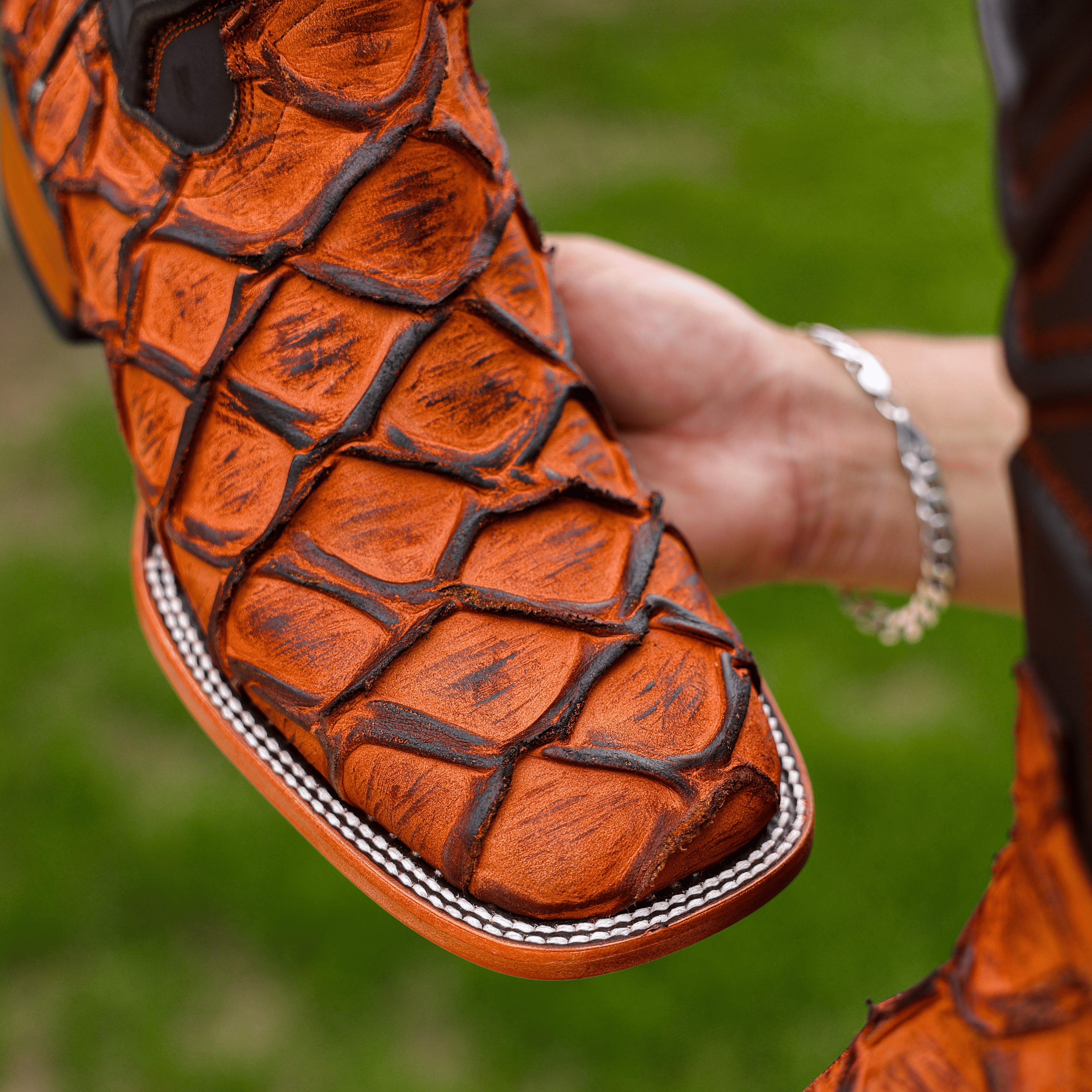 Matte Rustic Cognac Pirarucu Leather Boots