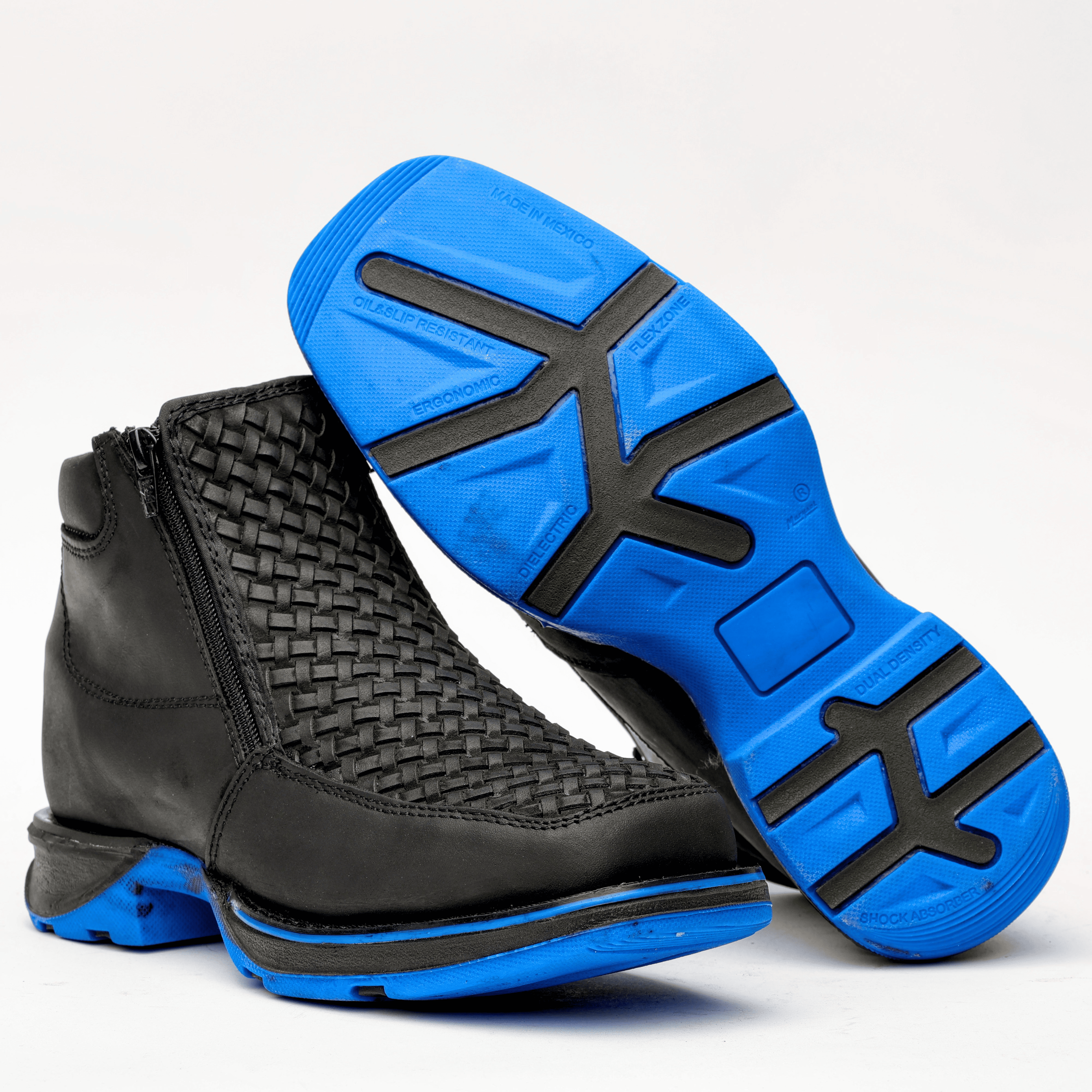 Black Basketweave 3D Lightweight Soles Leather Ankle Boots