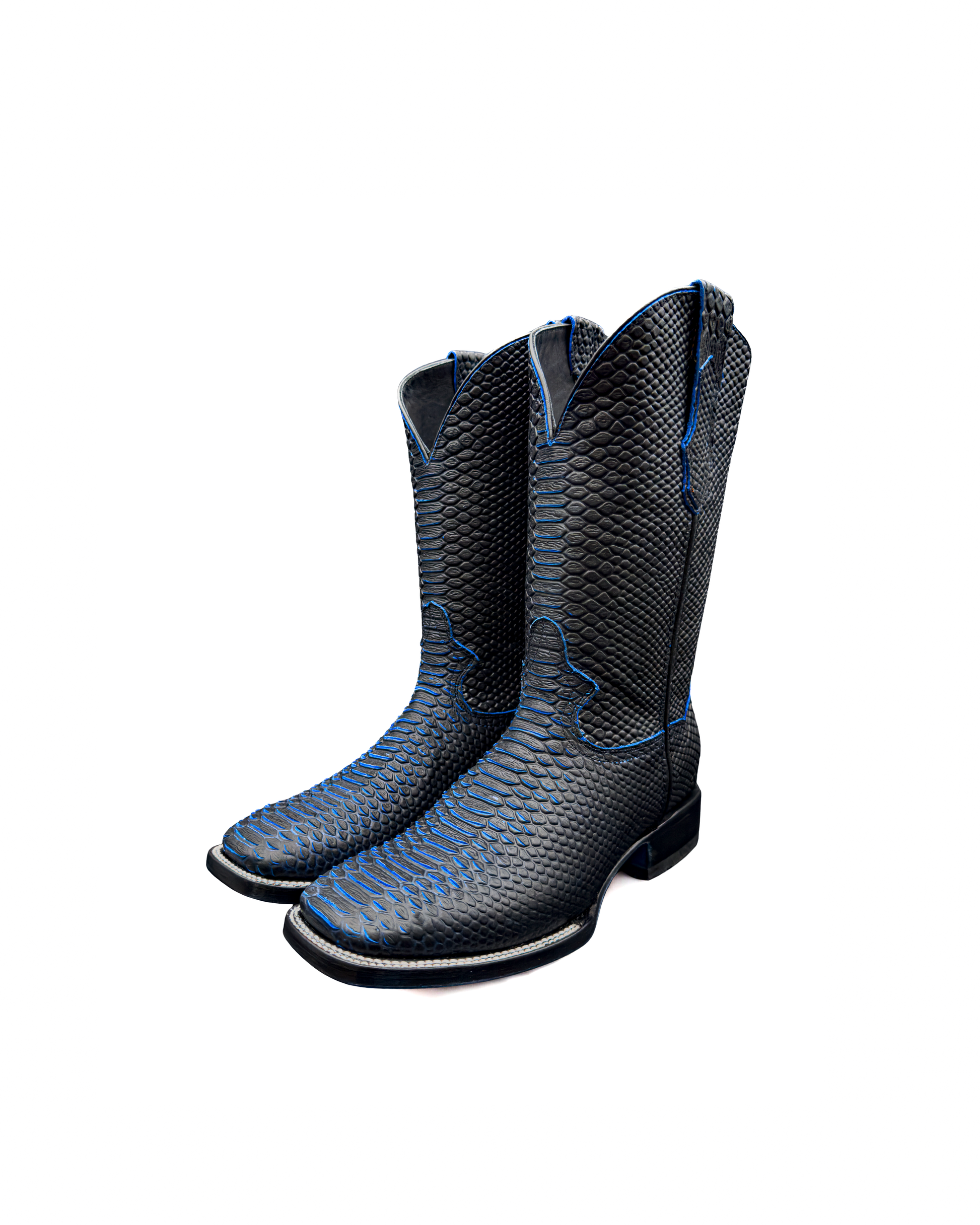 Blue Full Python Print Cowboy Boot