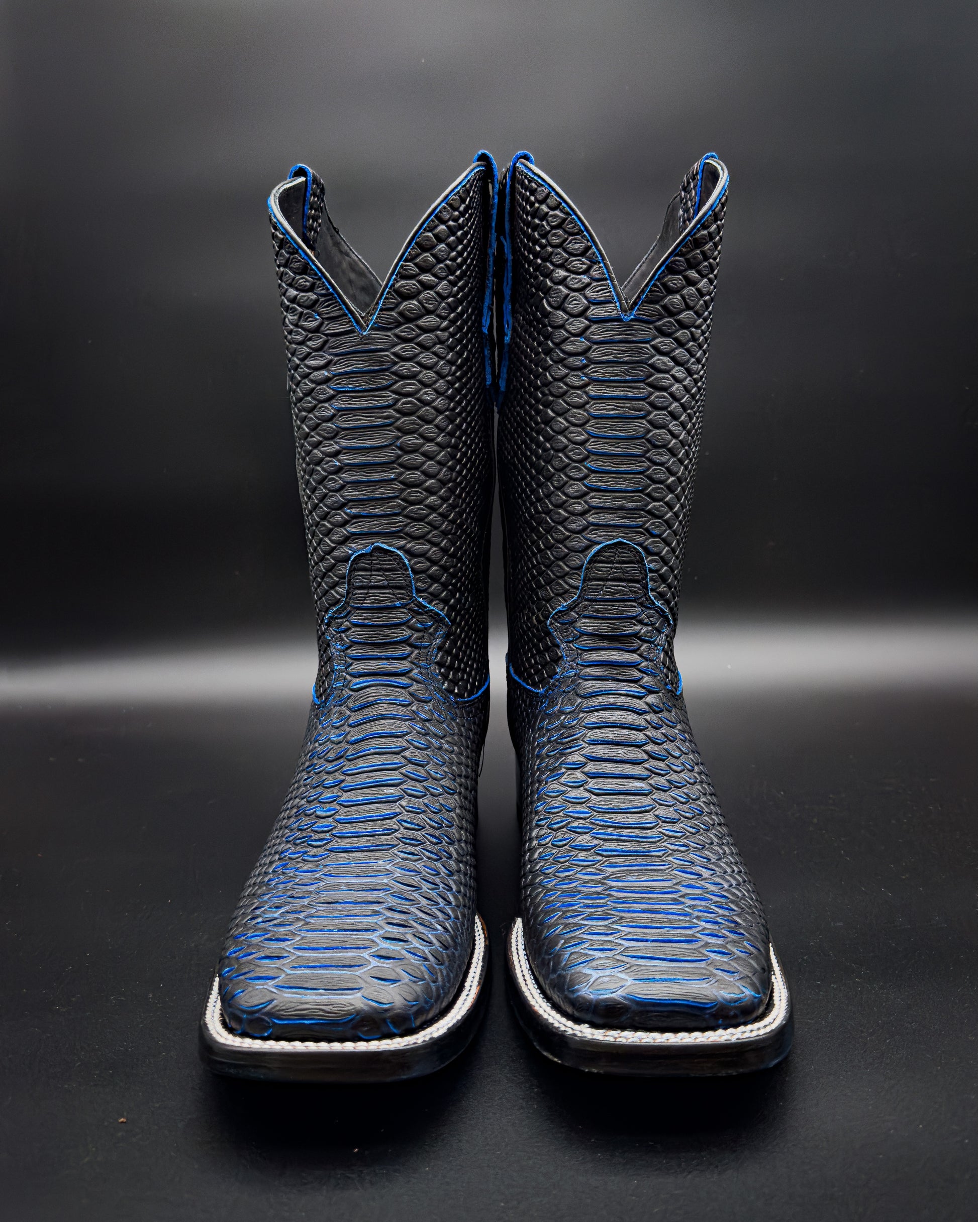 Blue Full Python Print Cowboy Boot