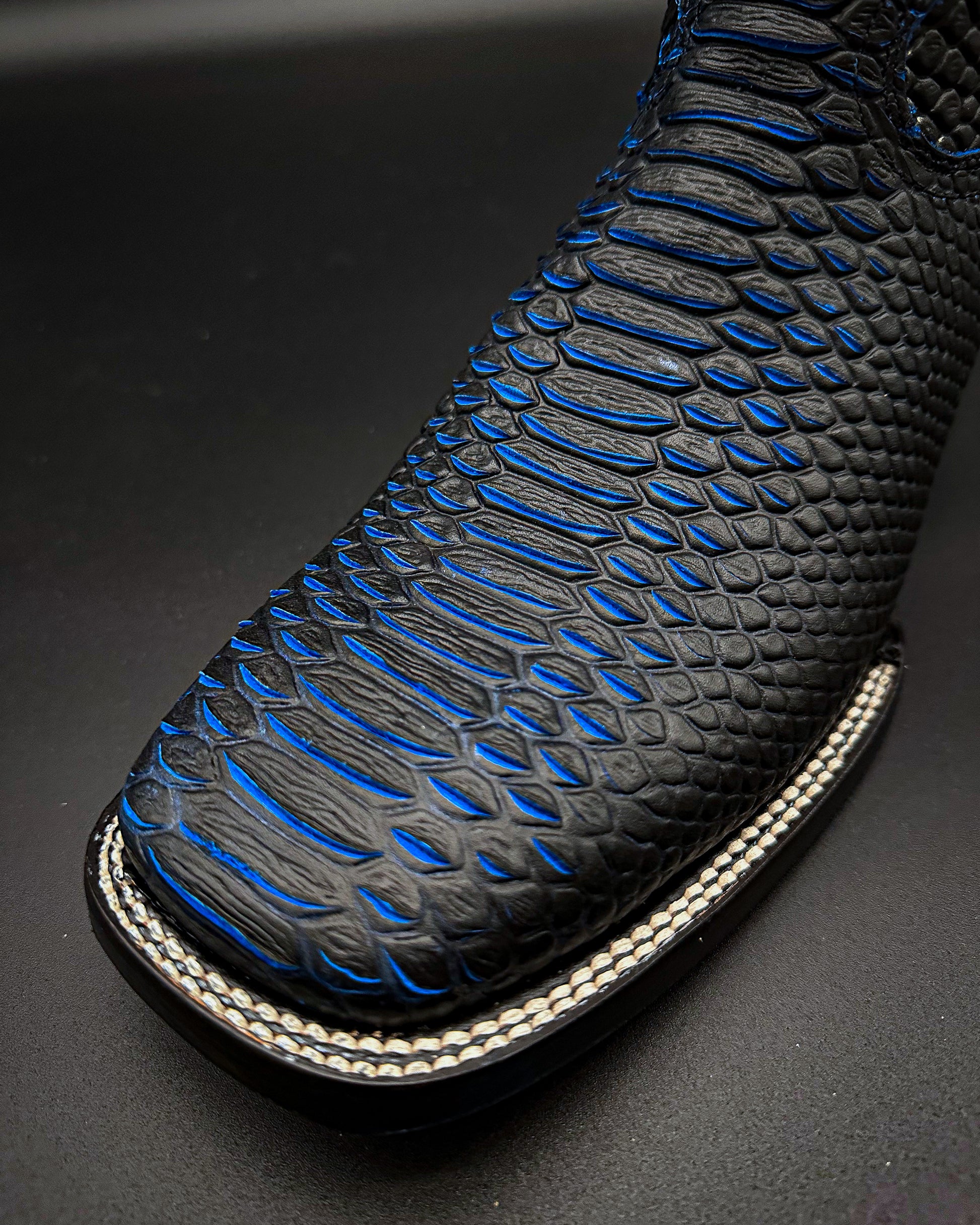 Blue Full Python Print Cowboy Boot