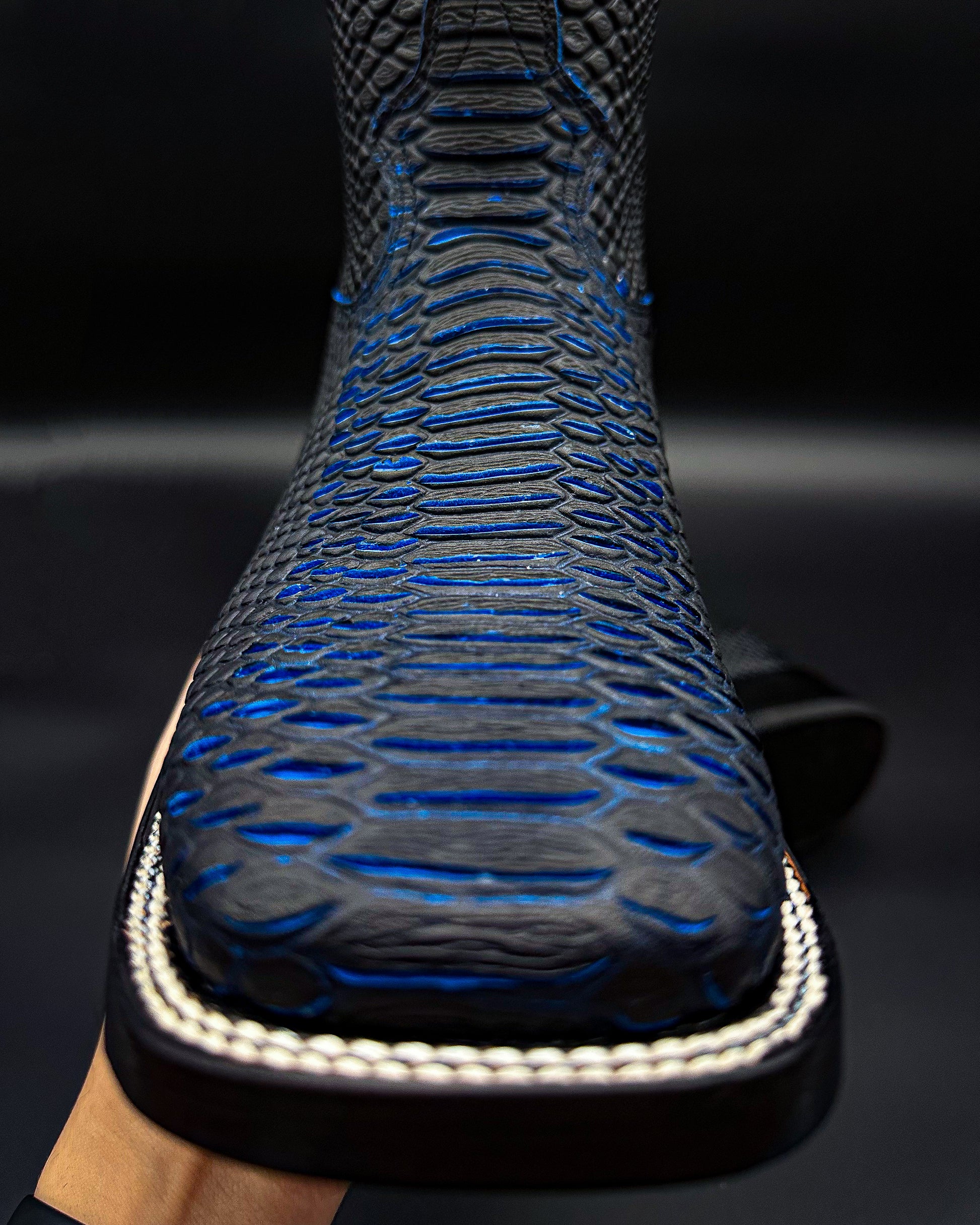 Blue Full Python Print Cowboy Boot