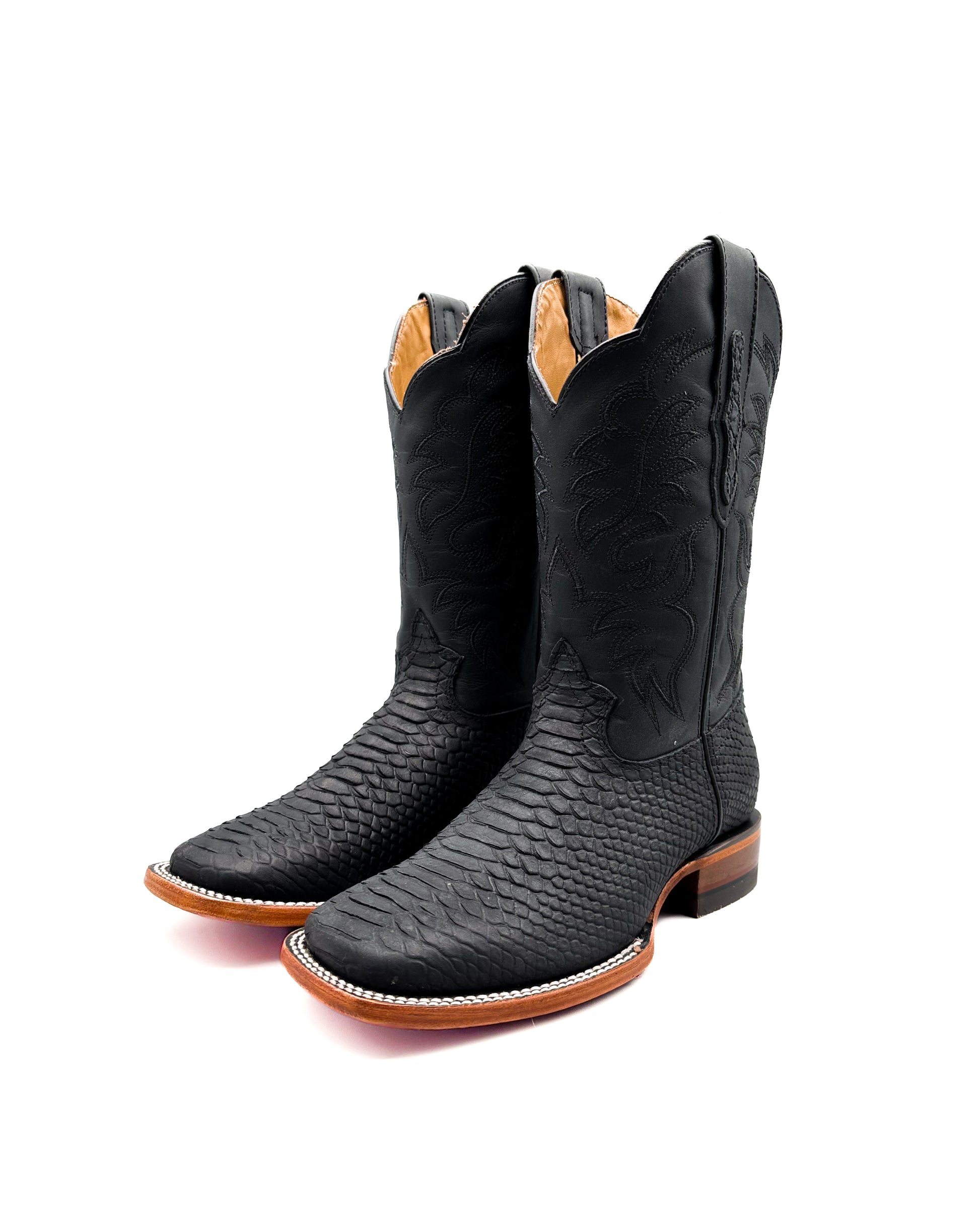Matte Black Python Cowboy Boot