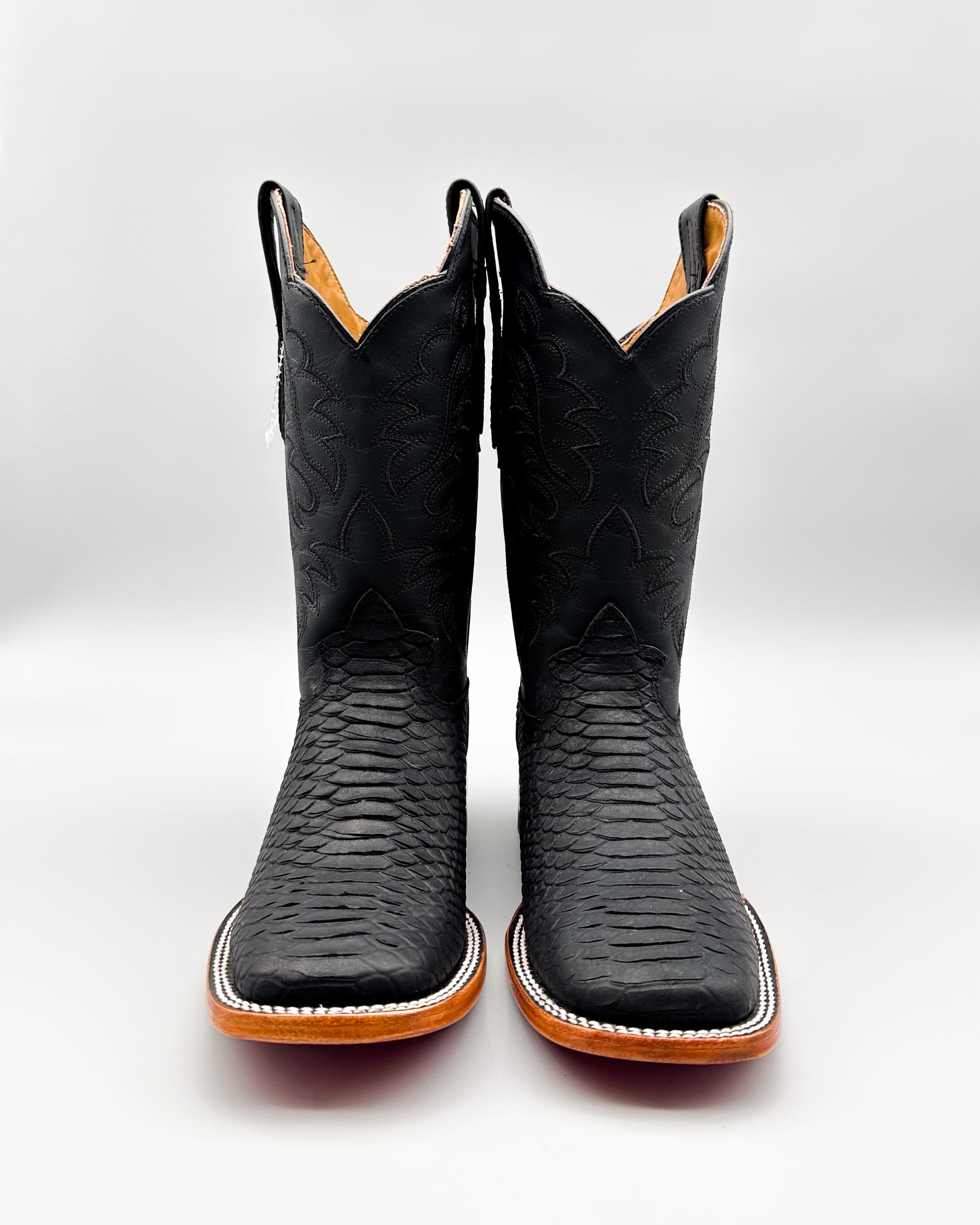 Matte Black Python Cowboy Boot