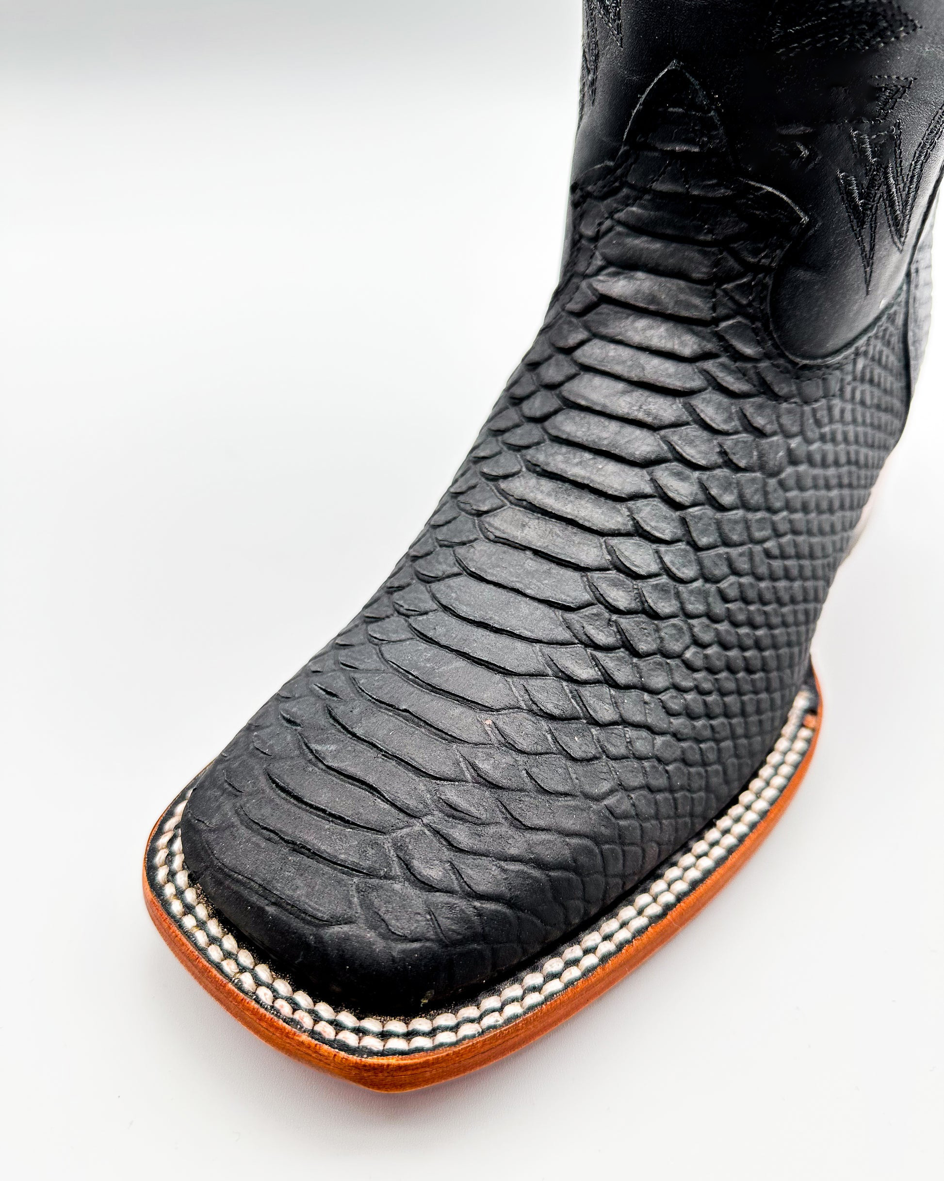 Matte Black Python Cowboy Boot