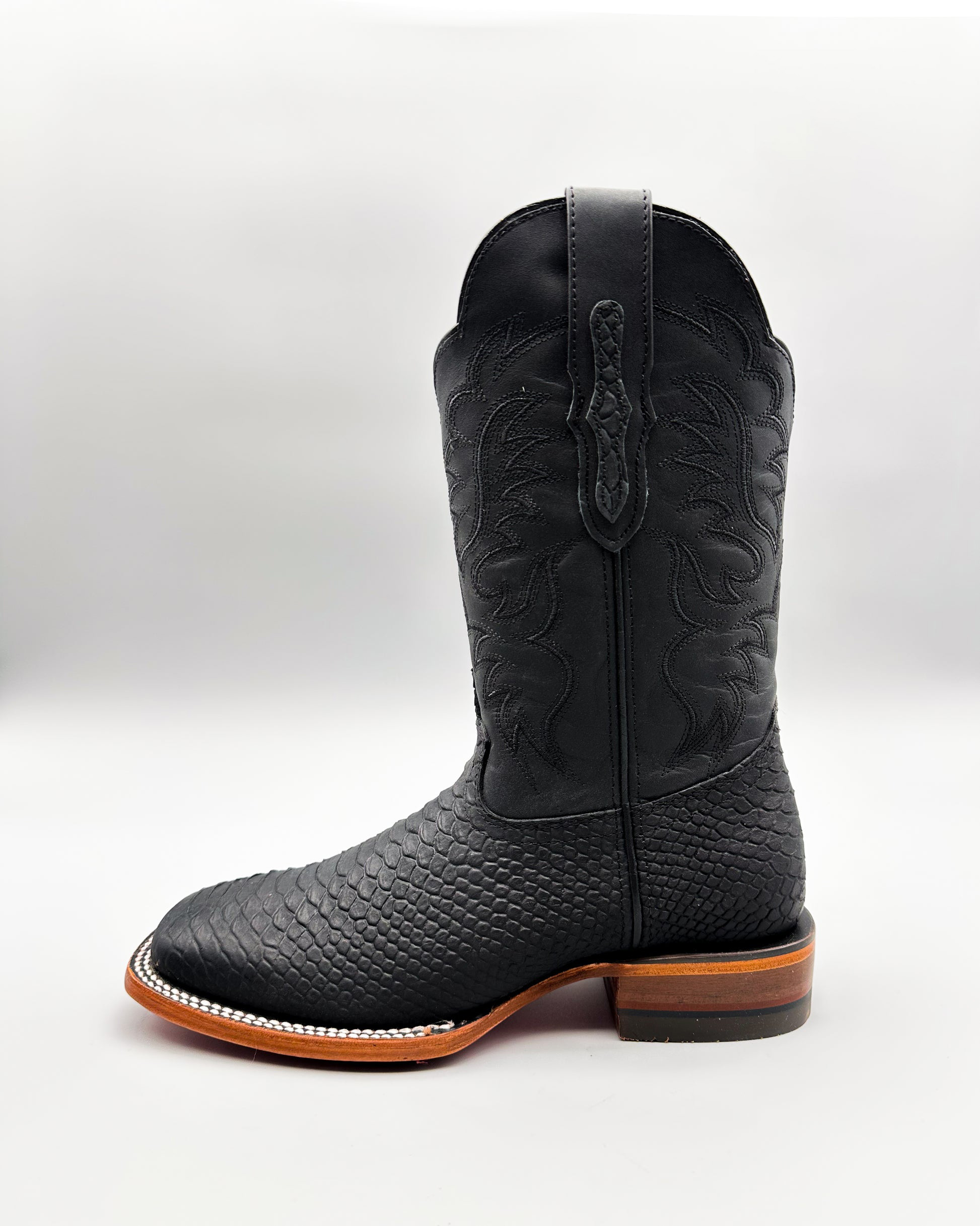 Matte Black Python Cowboy Boot