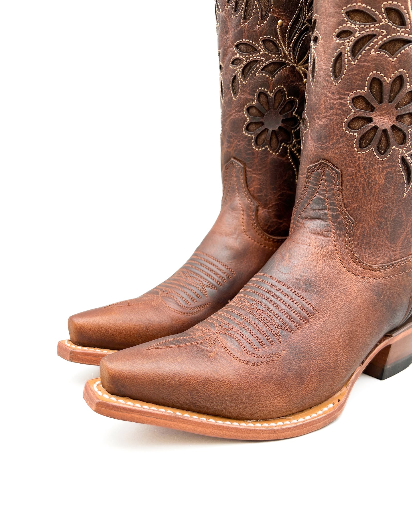 Cowgirl Boot Tall Floral Brown