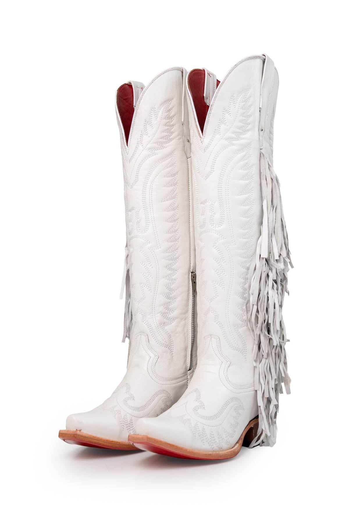 Fringe Tall Red Bottom Snip Toe Cowgirl Boot