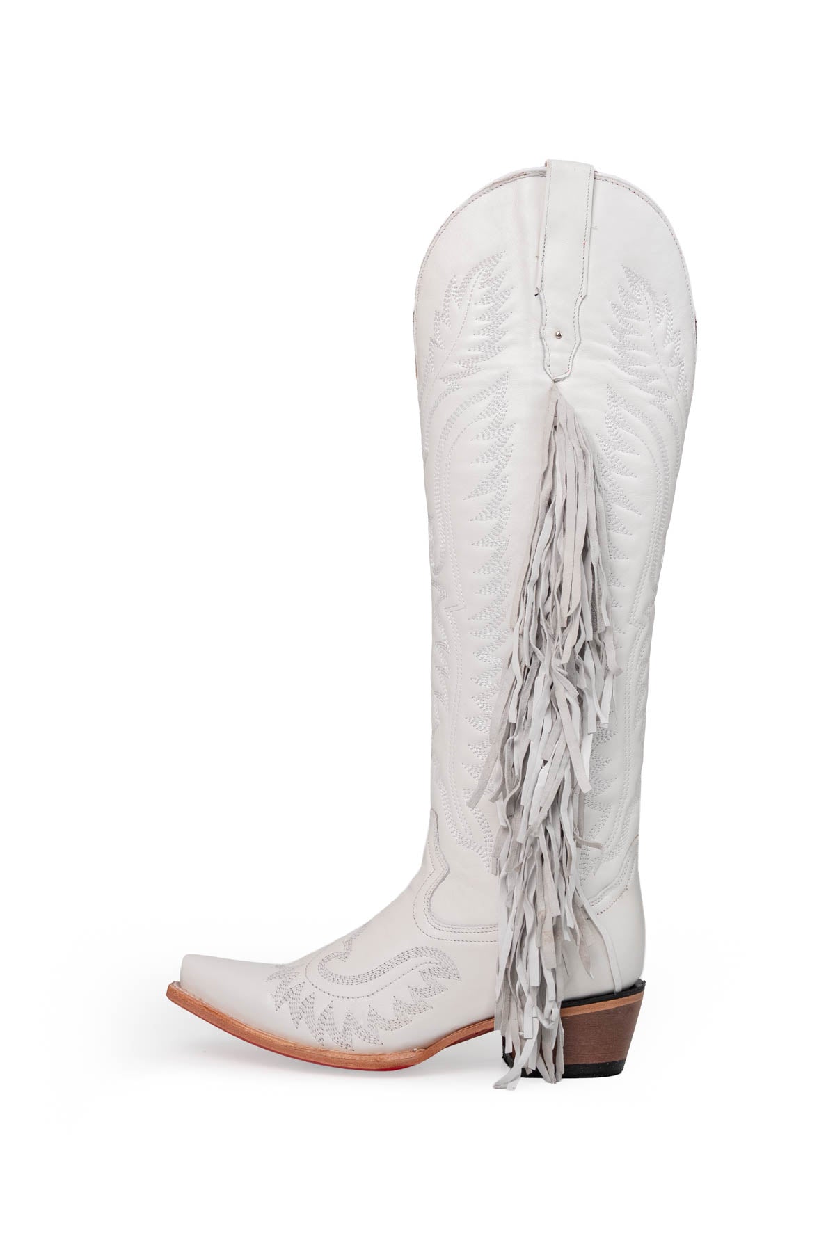 Fringe Tall Red Bottom Snip Toe Cowgirl Boot