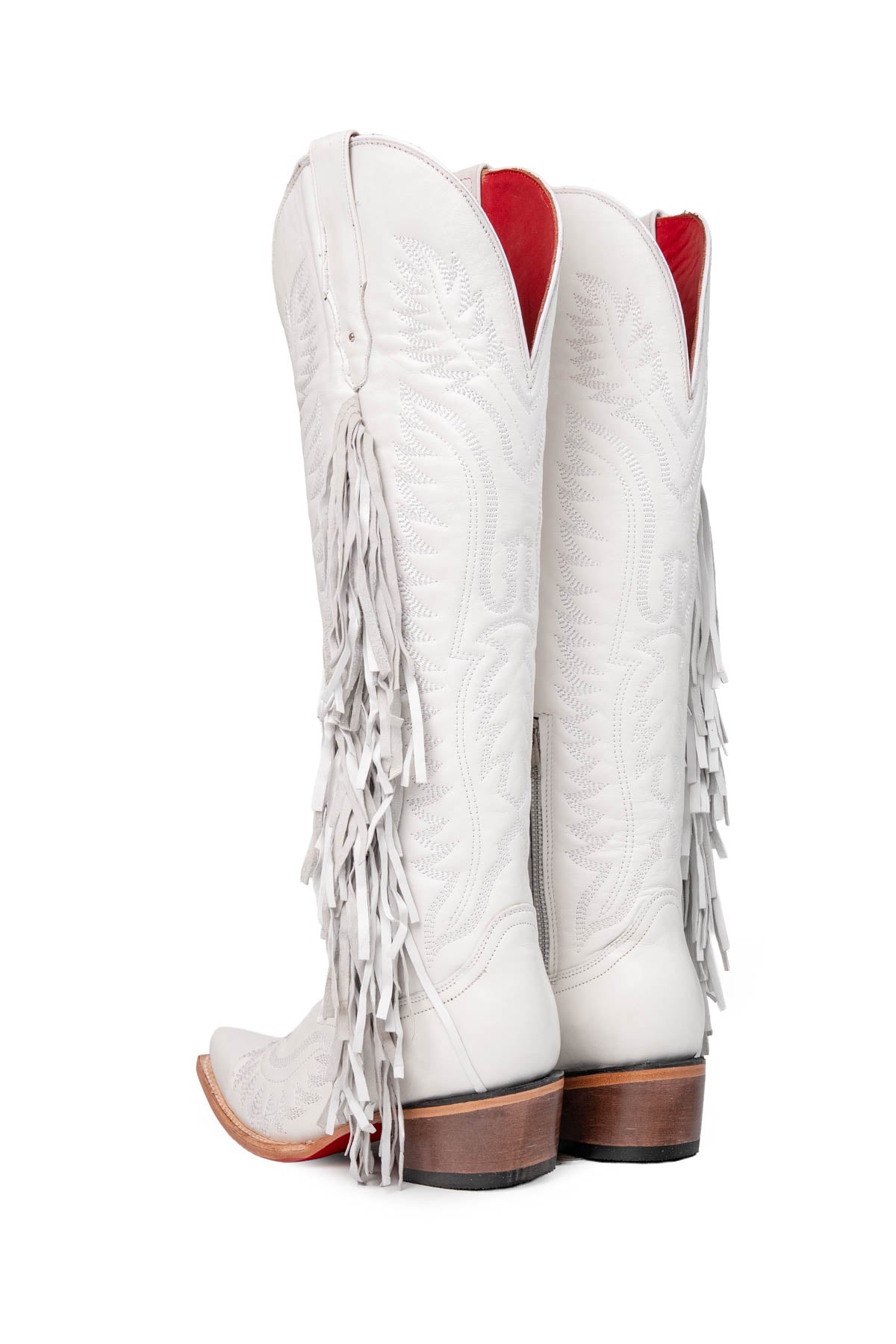 Fringe Tall Red Bottom Snip Toe Cowgirl Boot