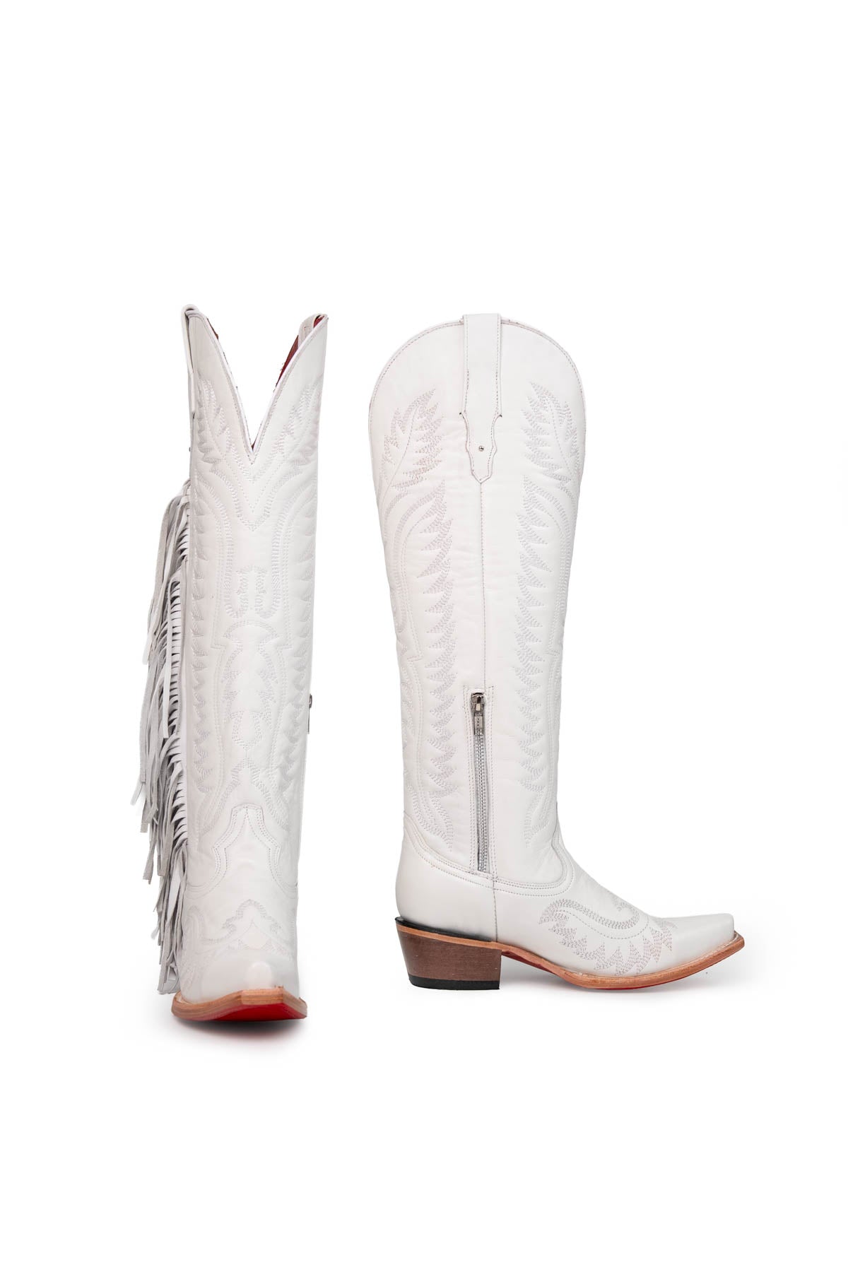 Fringe Tall Red Bottom Snip Toe Cowgirl Boot