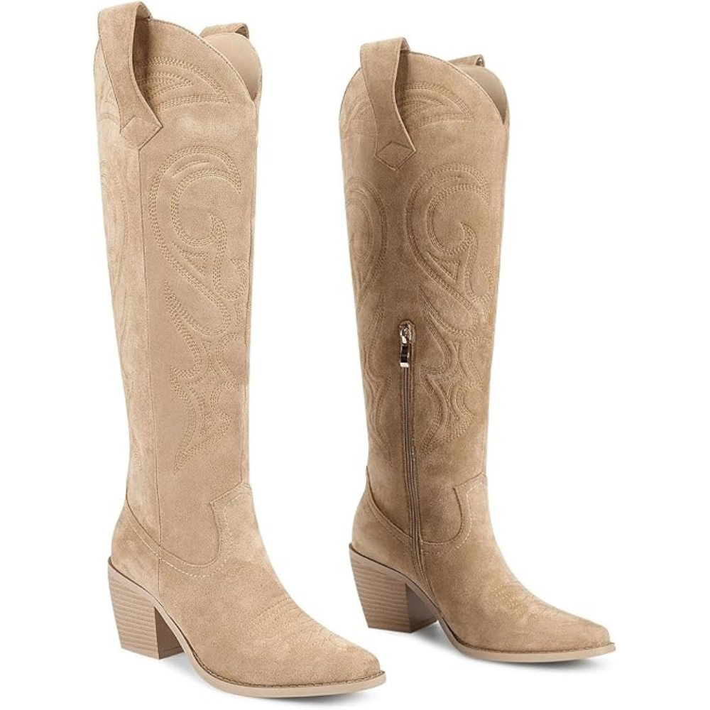 Unique Embroidery Knee High Cowgirl Boots
