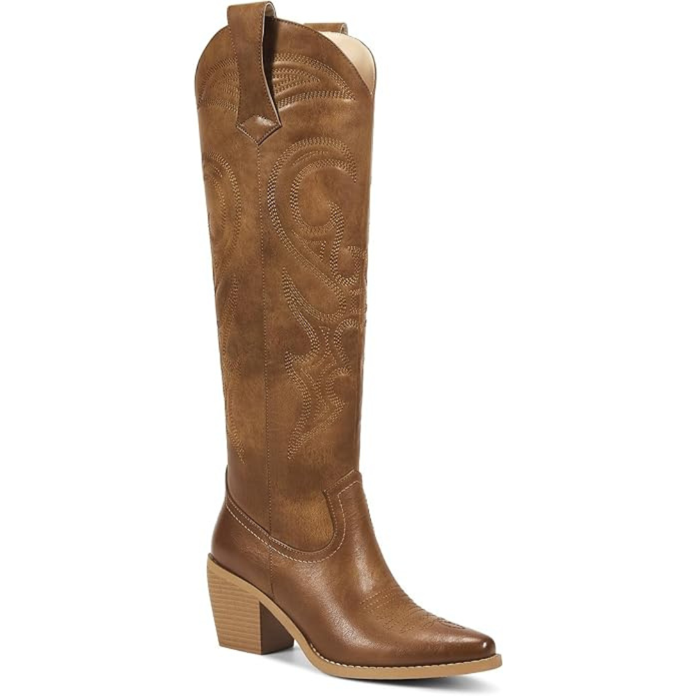 Unique Embroidery Knee High Cowgirl Boots