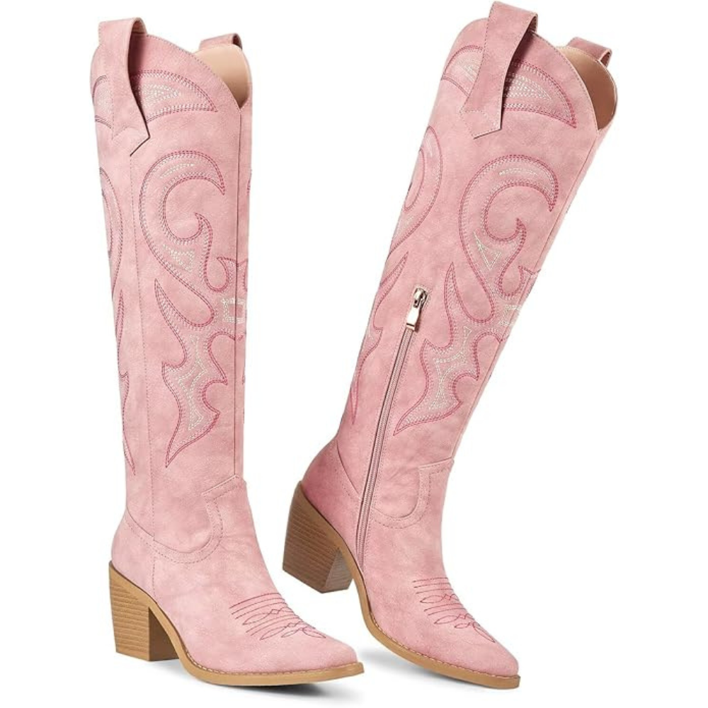 Unique Embroidery Knee High Cowgirl Boots