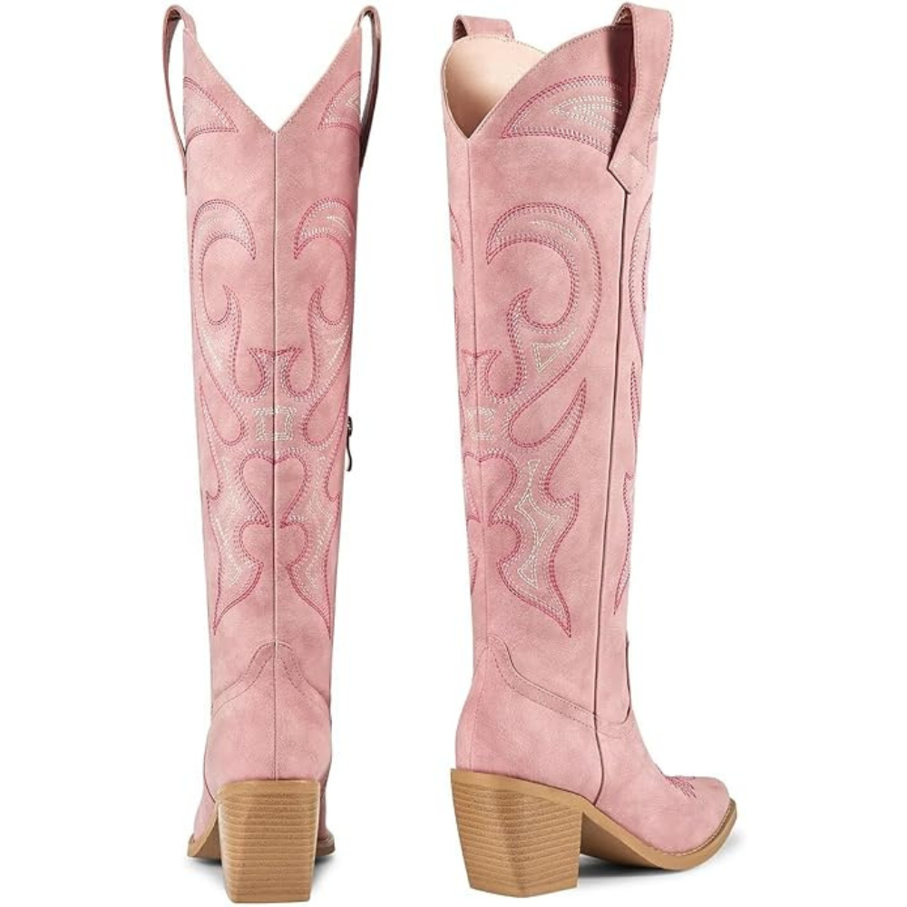 Unique Embroidery Knee High Cowgirl Boots