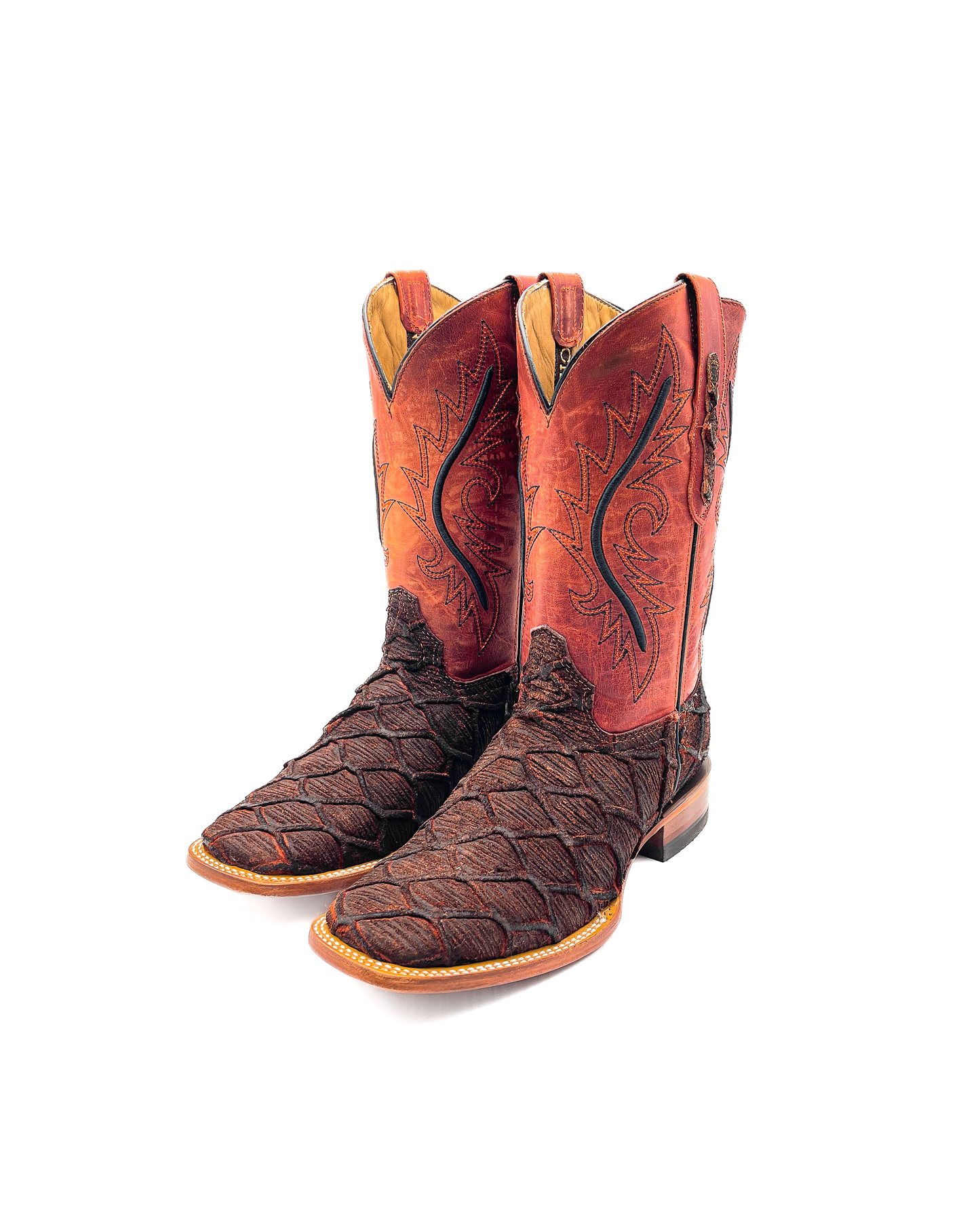 Cognac Fish Bass Print Cowboy Boot