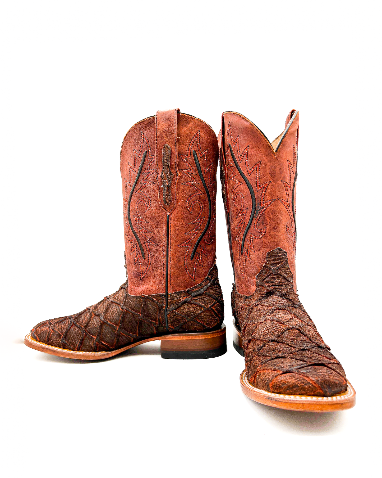 Cognac Fish Bass Print Cowboy Boot