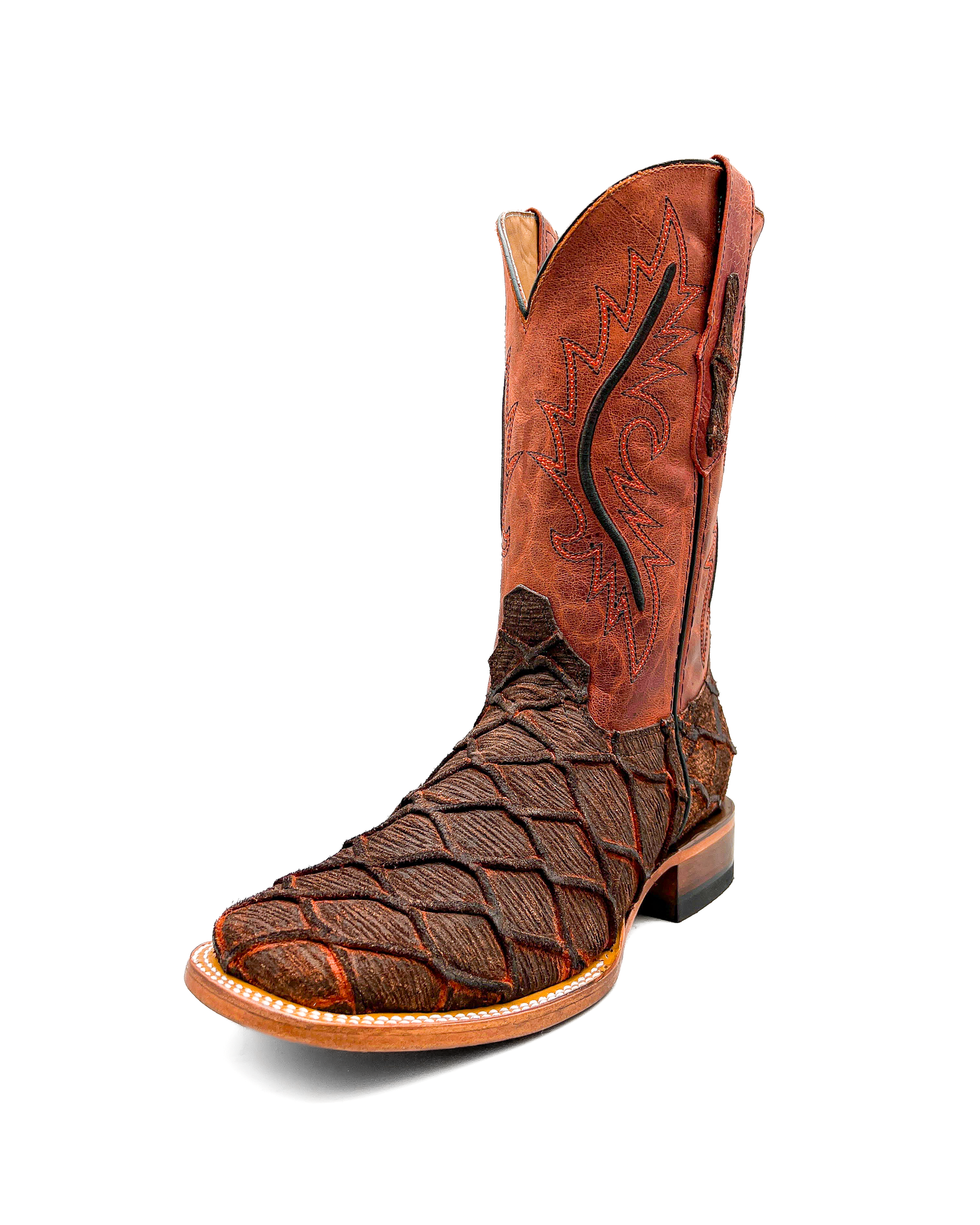 Cognac Fish Bass Print Cowboy Boot
