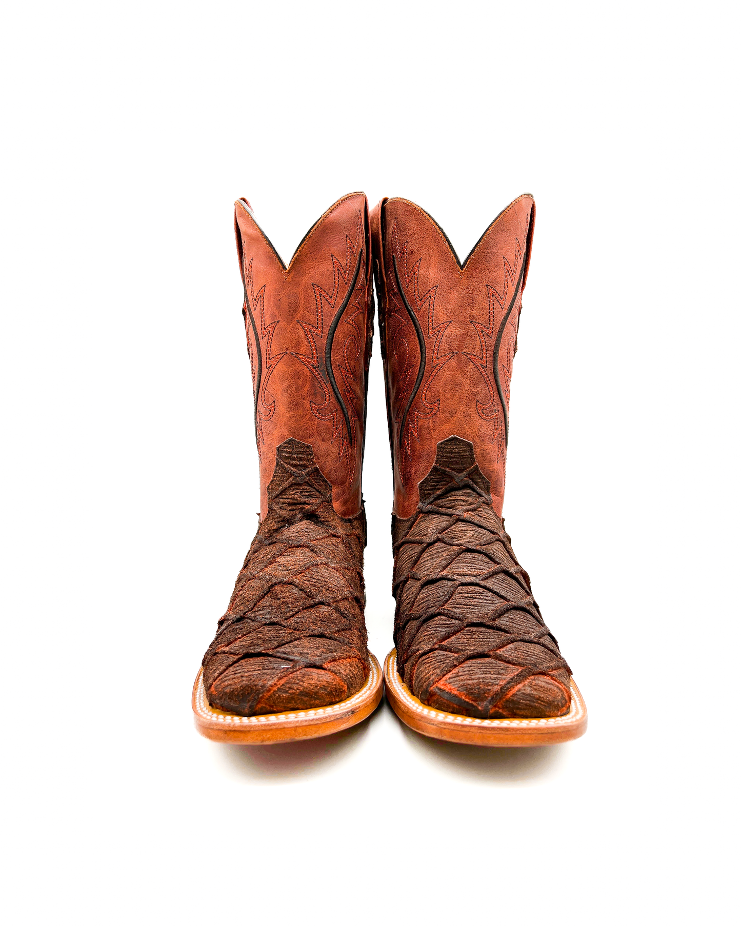 Cognac Fish Bass Print Cowboy Boot