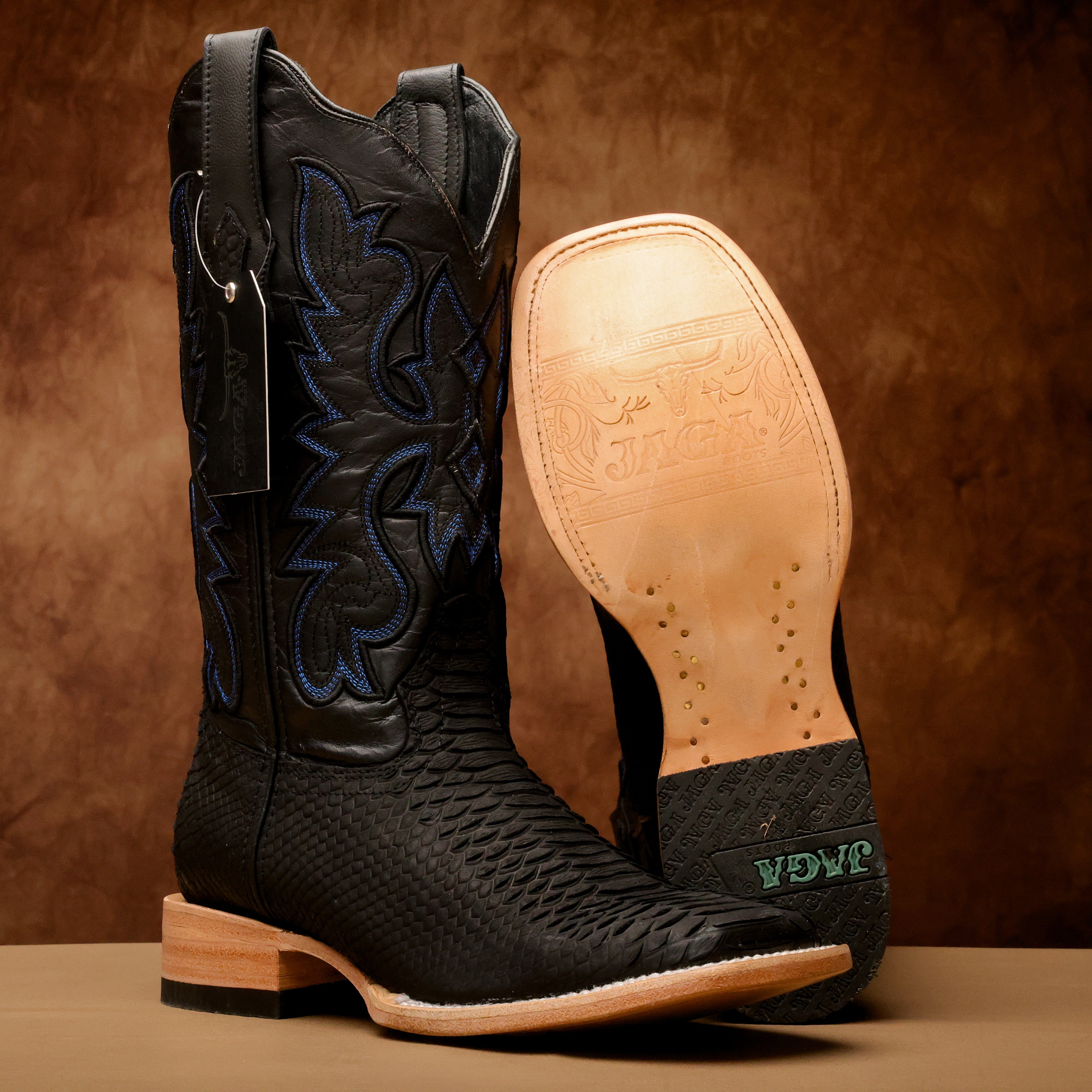 Matte Black Python Leather Boots