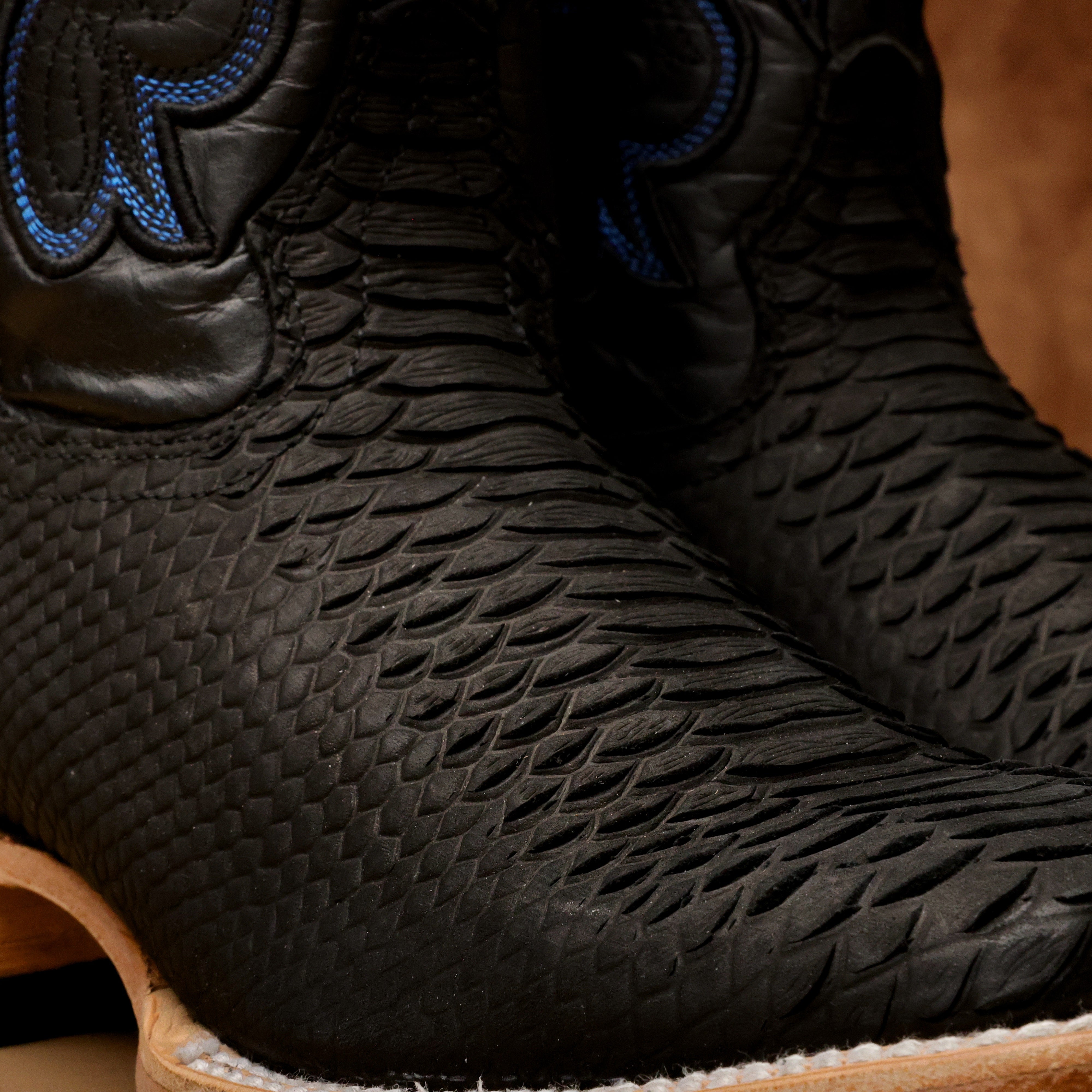 Matte Black Python Leather Boots