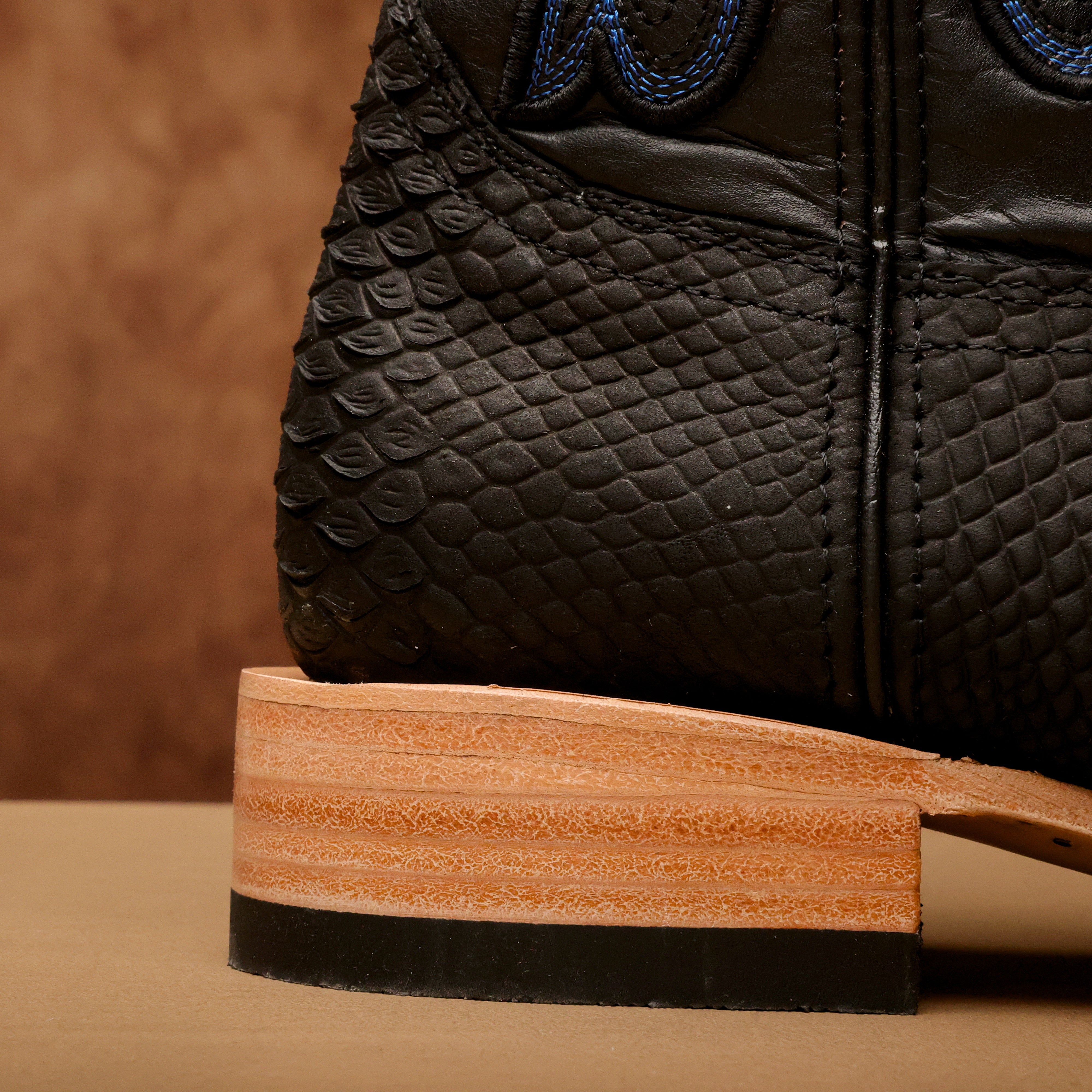 Matte Black Python Leather Boots