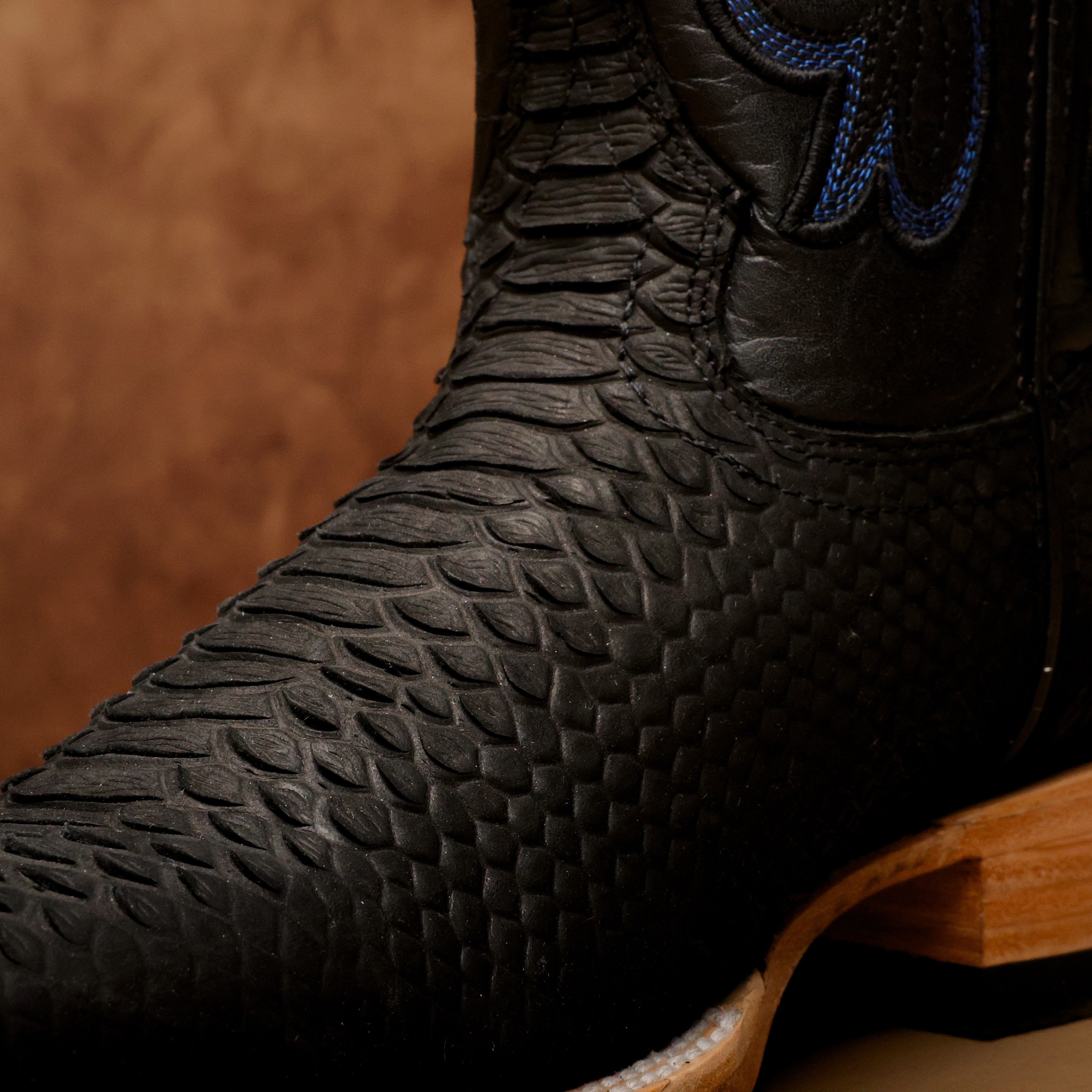 Matte Black Python Leather Boots